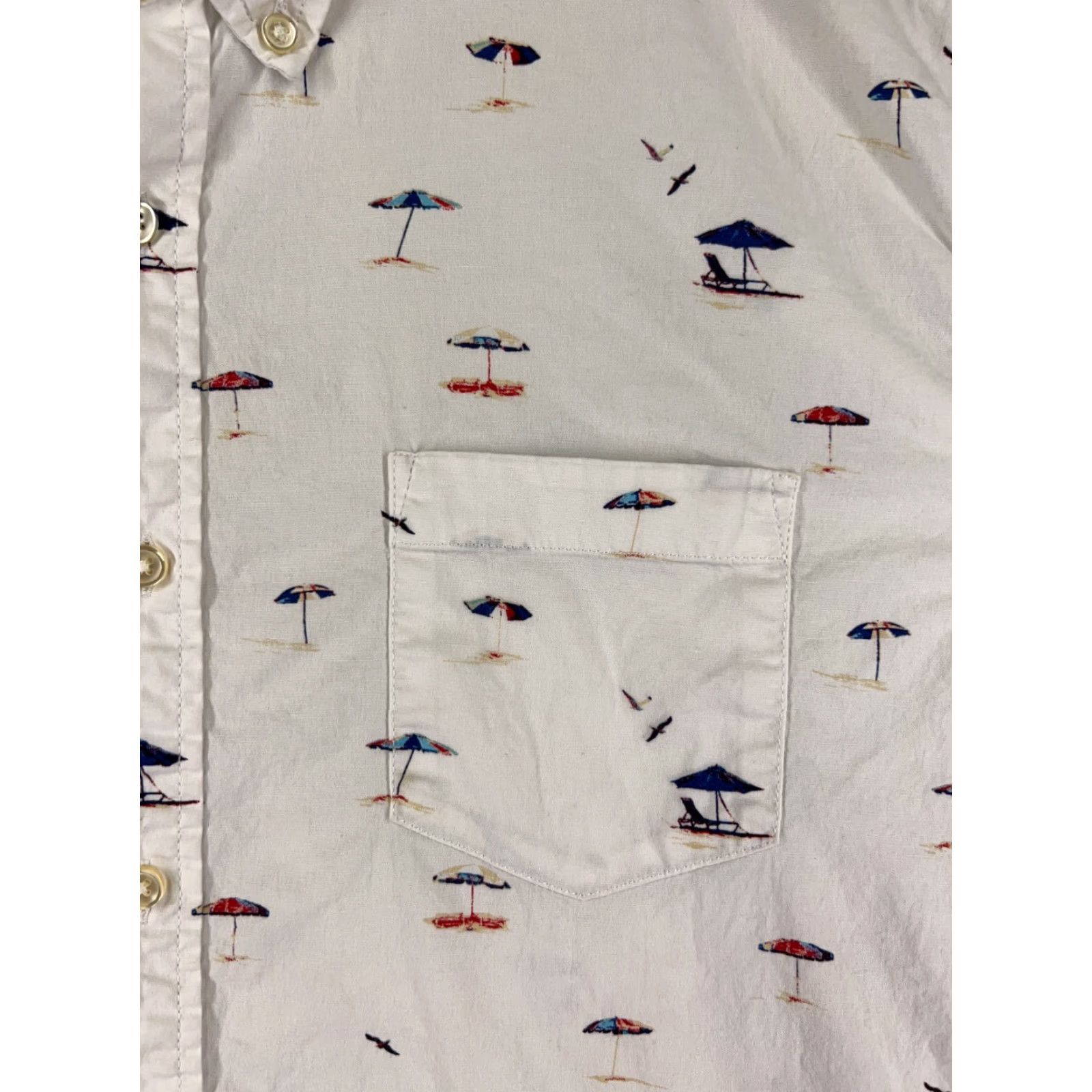 Vintage Sonoma Shirt Adult Large White Beach Umbrella All Over Print Button Up Cotton Mens Size US L / EU 52-54 / 3 - 6 Thumbnail