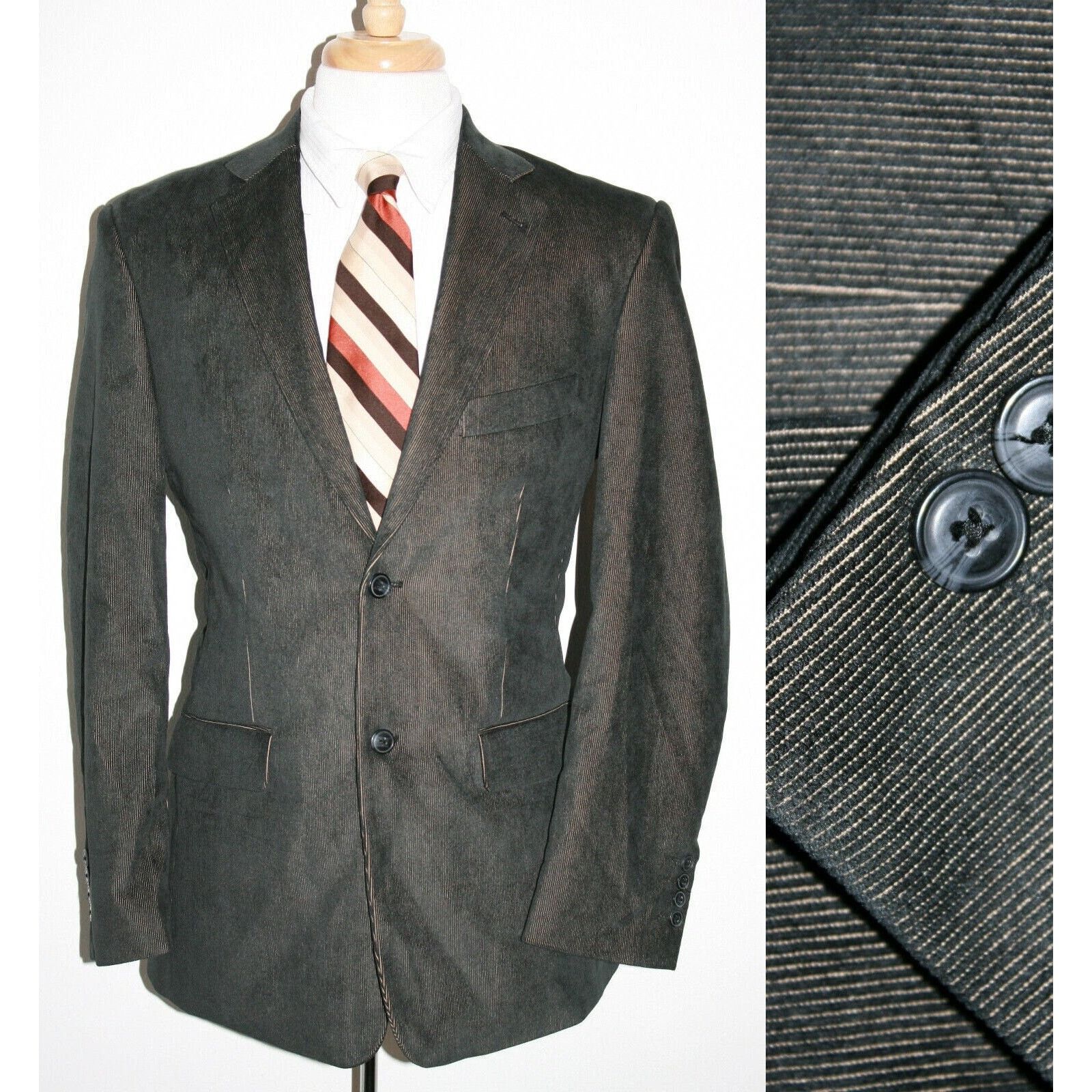 Pronto Uomo 40R Pronto Uomo Mens Blue/Brown Mens Corduroy Blazer Size 40R - 1 Thumbnail