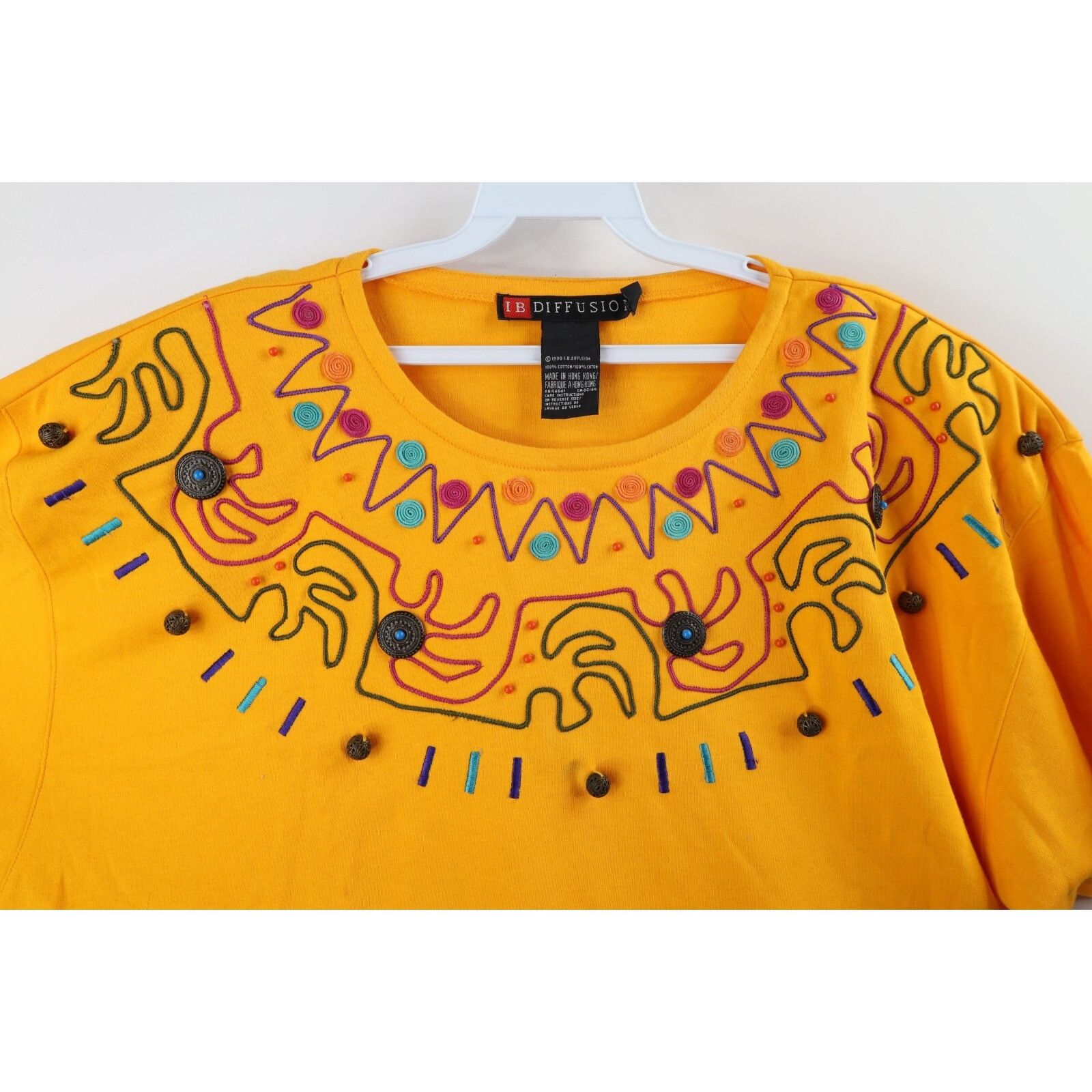 Vintage Vintage 90s Streetwear Abstract Beaded Baggy T-Shirt Fit S Size XL / US 12-14 / IT 48-50 - 5 Thumbnail