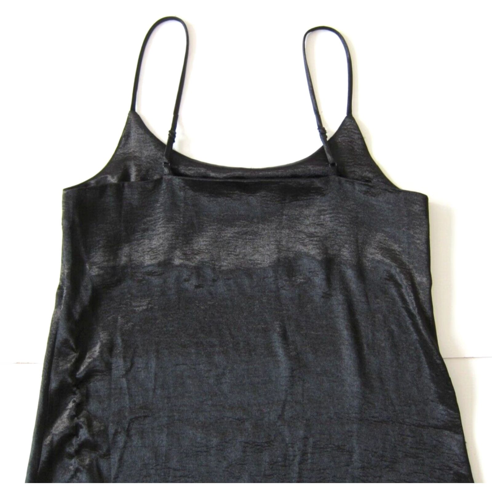 Vintage Silence + Noise Black Satin Spaghetti Strap Lingerie Slip Dress Large Size L / US 10 / IT 46 - 6 Thumbnail