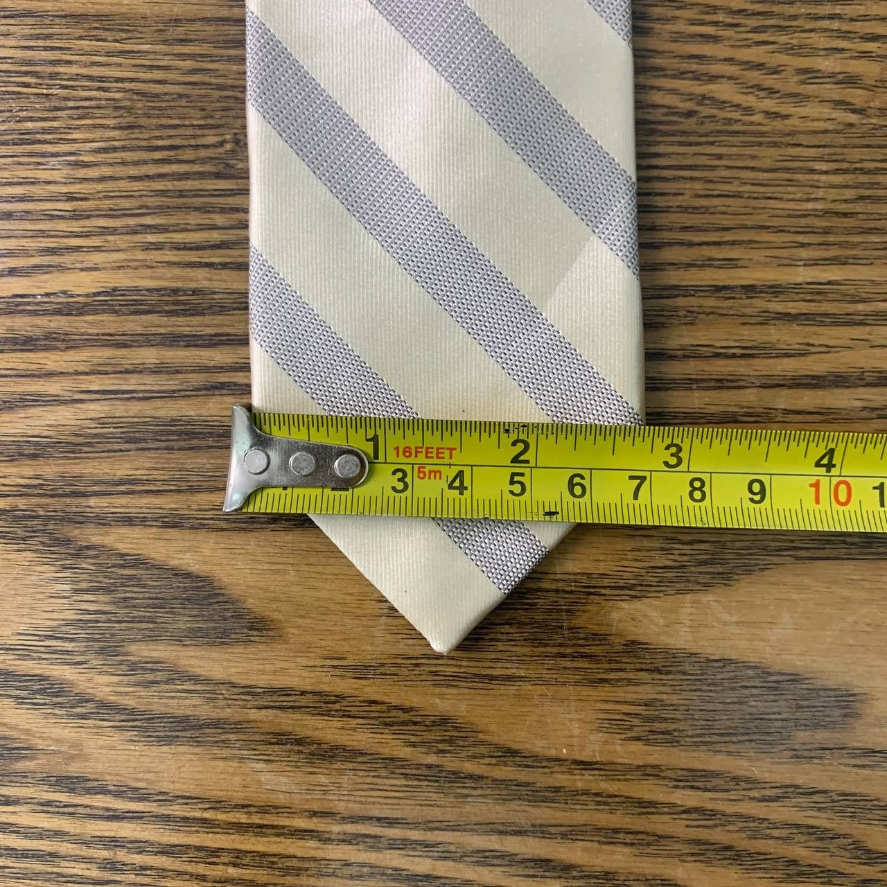 J Ferrar J.Ferar Light Grey & Ivory striped Necktie Size ONE SIZE - 3 Thumbnail