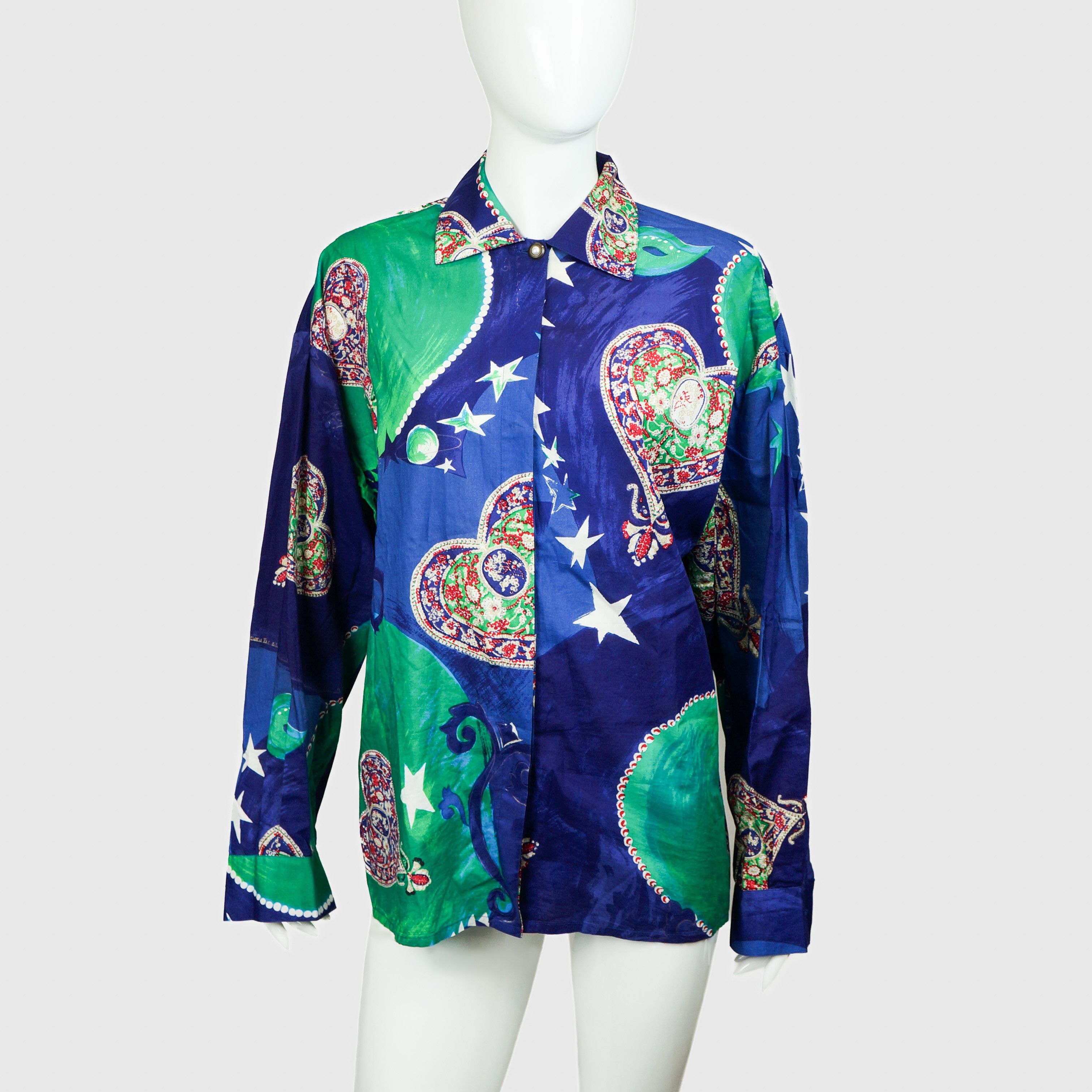 Vintage hotsell 90s Versace blue long sleeved shirt