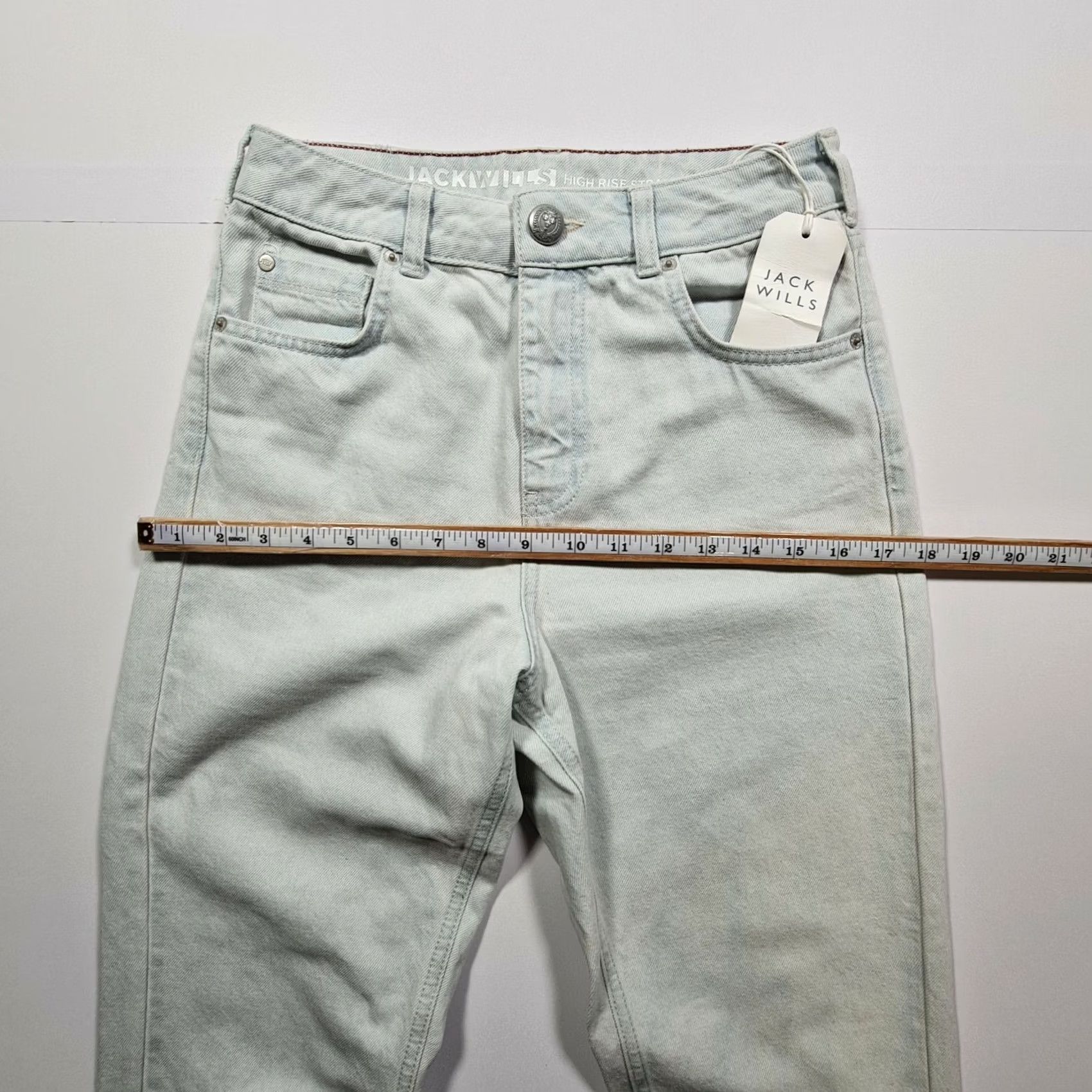 Jack Wills Jack Wills Jeans Blue 26 Regular 31in Inside Leg High Rise Straight Leg Denim Womens Maddison City Modern Logo Pockets 100% Cotton Size 24" / US 00 / IT 34 - 5 Thumbnail