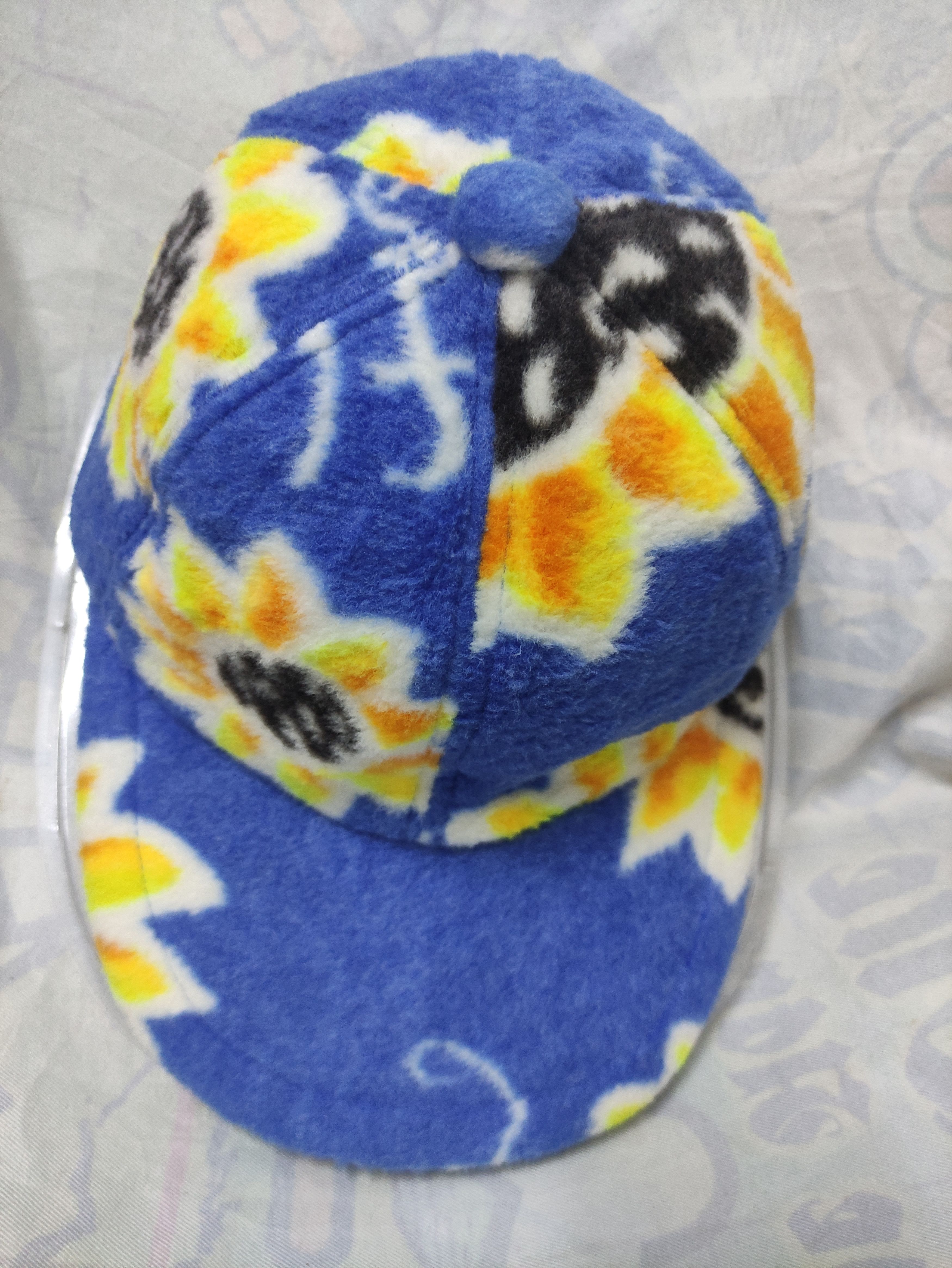 Ellesse × Vintage ELLESSE ITALY WINTER FLEECE CAP FULL PRINT SUNFLOWER Size ONE SIZE - 4 Thumbnail