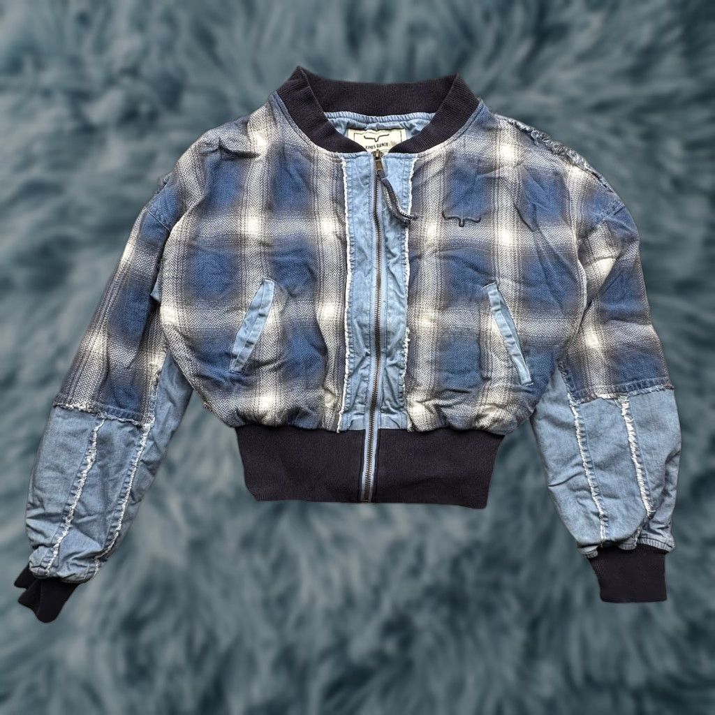 Vintage Kimes Ranch Belinda Patchwork Denim Bomber Jacket Womens Small Full Zip Western Blue Jacket Women S Plaid Casual Workwear Size S / US 4 / IT 40 - 1 Thumbnail