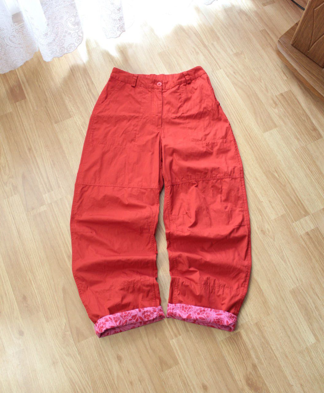Other 🔥 Gudrun Sjoden Red Wide Leg Pants Floral Cuffs Trousers Y2K Size 28" / US 6 / IT 42 - 1 Thumbnail