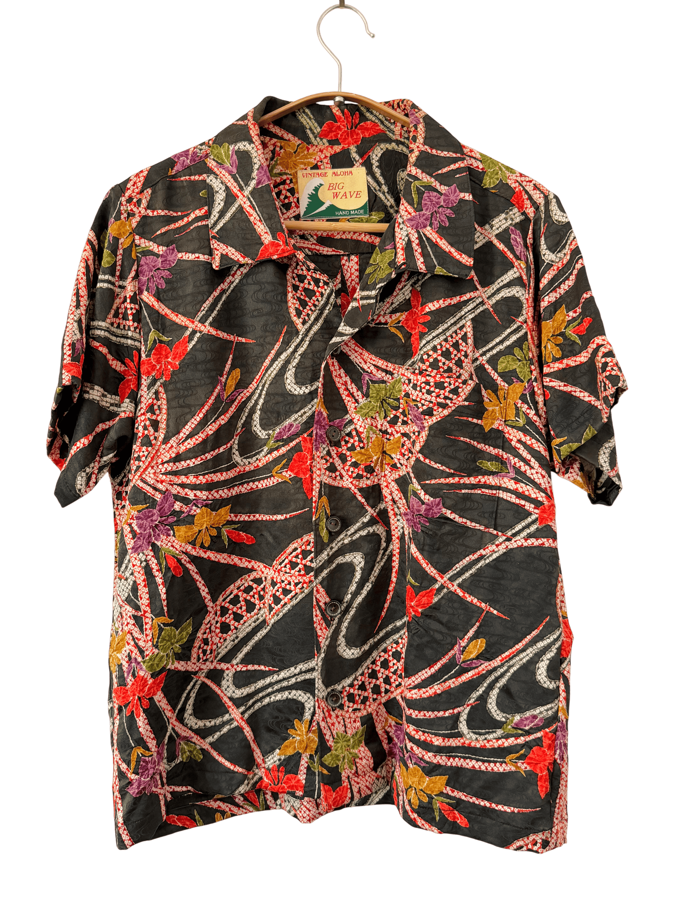 Japanese Brand Big Wave Vintage Kimono Silk Aloha Camp Shirt Geometric Size US XS / EU 42 / 0 - 1 Thumbnail