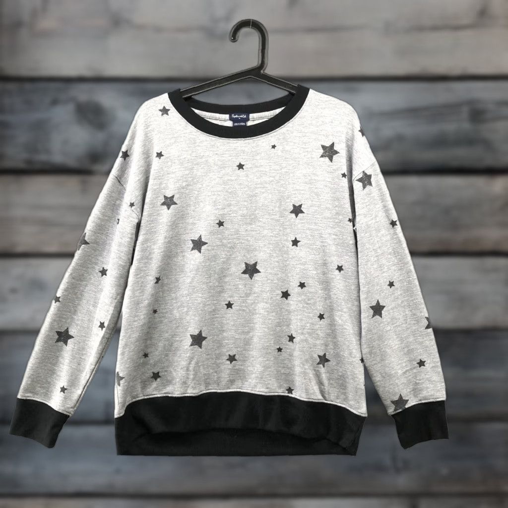 Splendid Splendid Sweatshirt Pullover Woman M Gray Star Print Lounge Top Crew Neck Long Sleeve Casual Size M / US 6-8 / IT 42-44 - 1 Thumbnail