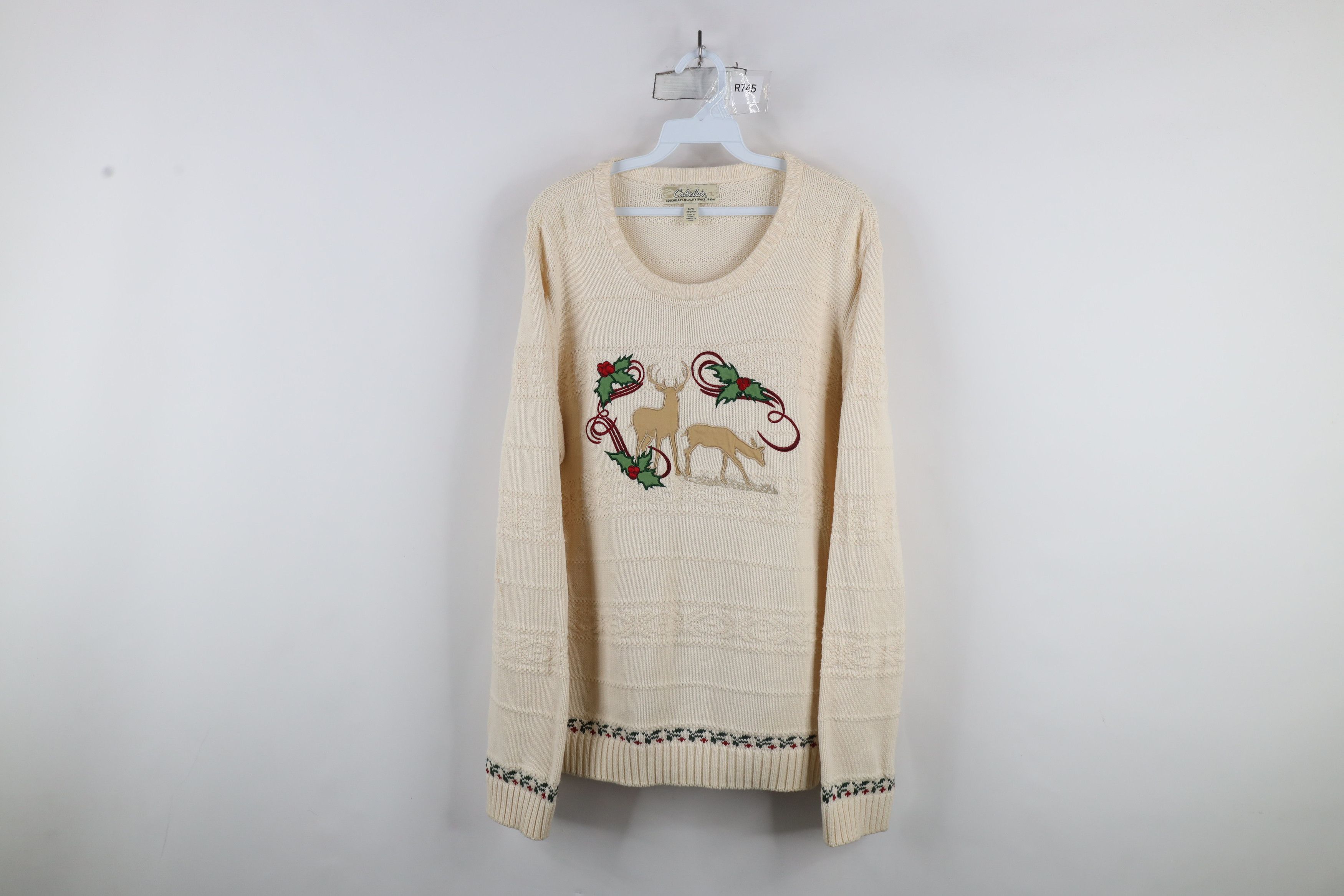 Cabelas × Vintage Vintage 90s Cabelas Mistletoe Deer Buck Knit Sweater Size M / US 6-8 / IT 42-44 - 1 Thumbnail