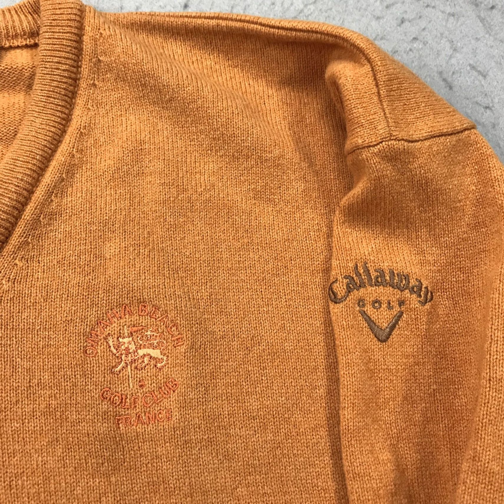 Callaway VINTAGE Callaway Sweater Mens XL Lambswool Omaha Beach Golf Club France Knit Pullover 90s Orange Wool Embroidered Shirt Mens XL Size US XL / EU 56 / 4 - 3 Thumbnail