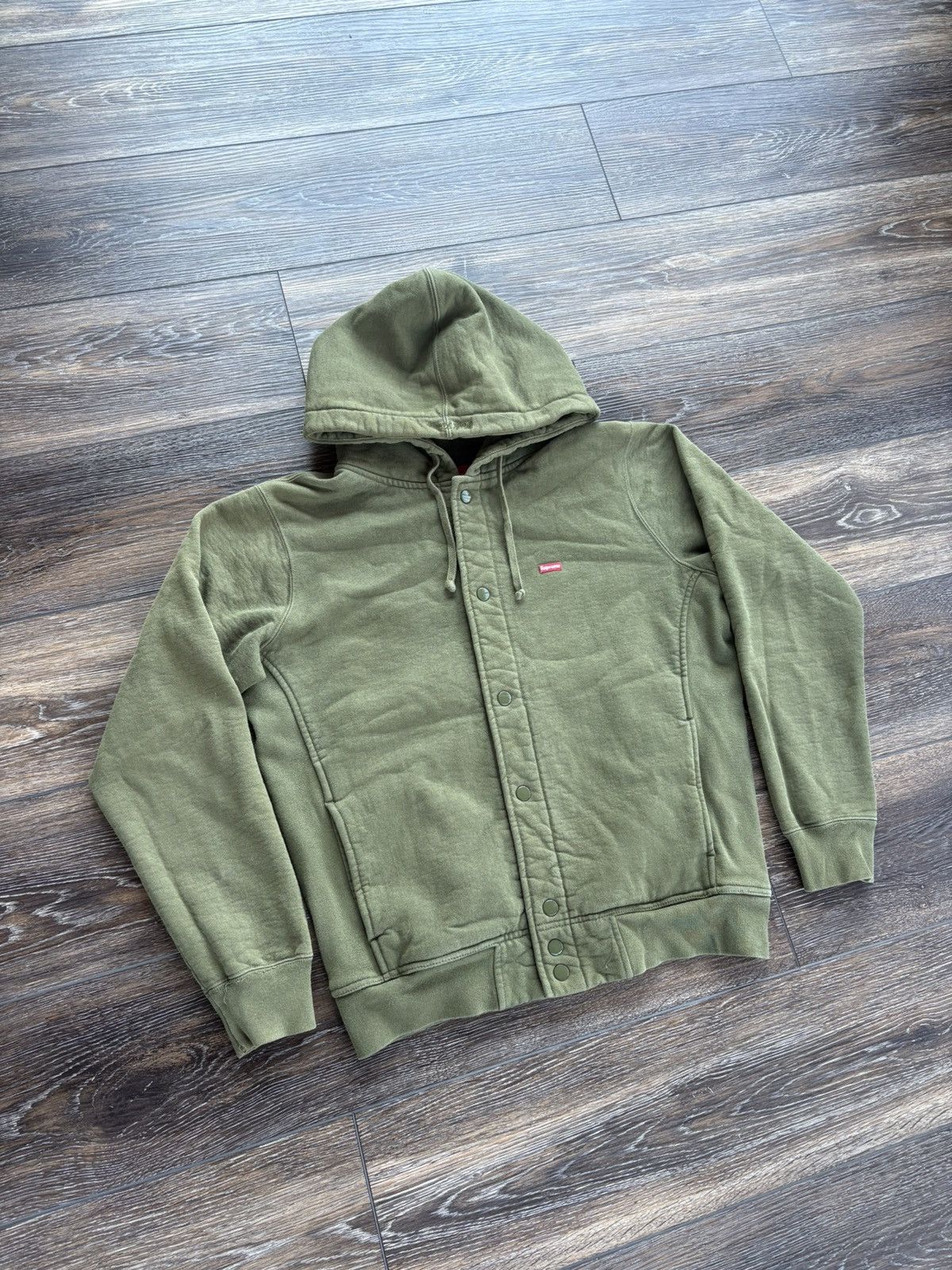 Supreme Supreme Small Box Snap Front Hoodie FW11 Olive | Grailed