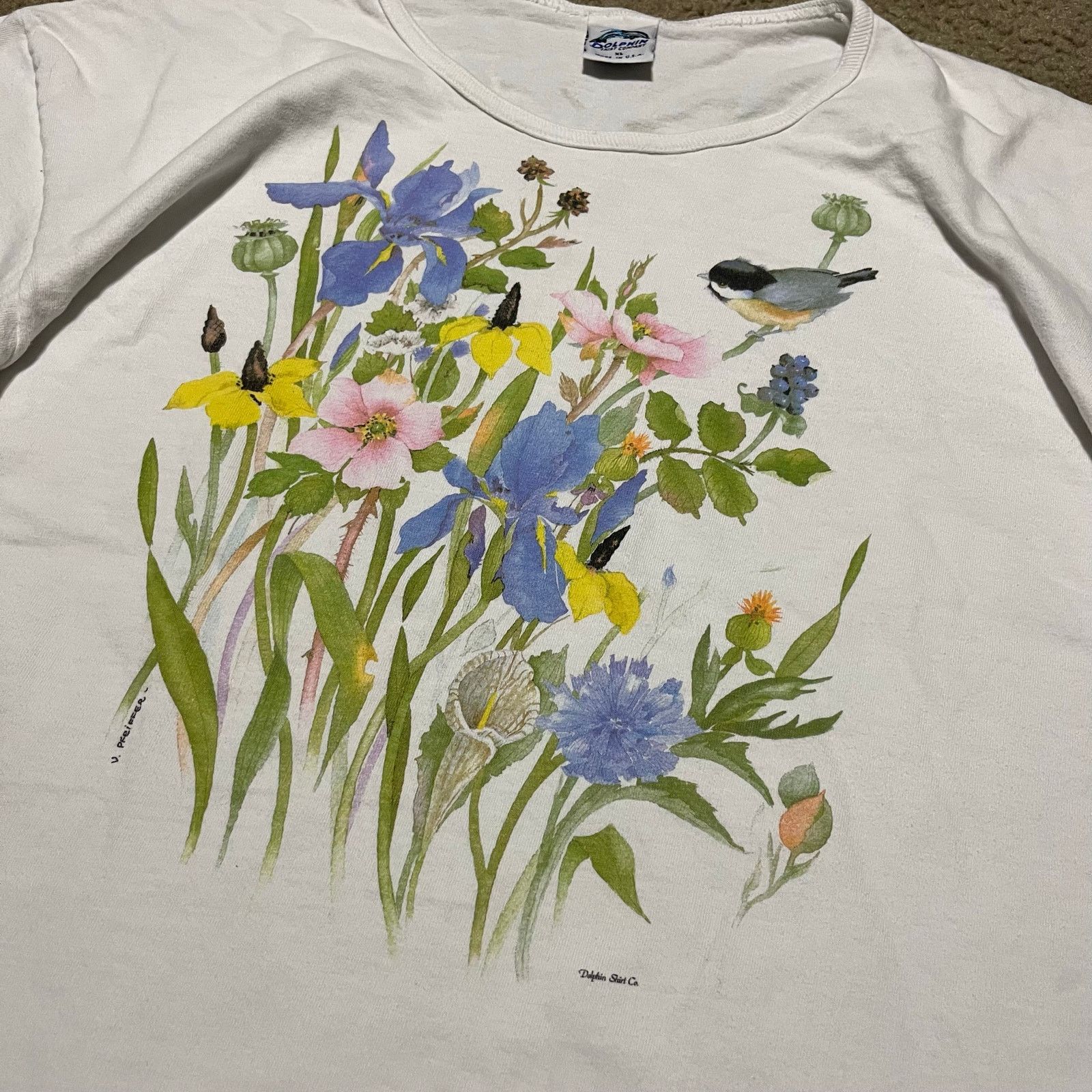 Other Vintage 90s Floral Flower Bird Nature Tee XL Size XL / US 12-14 / IT 48-50 - 3 Thumbnail