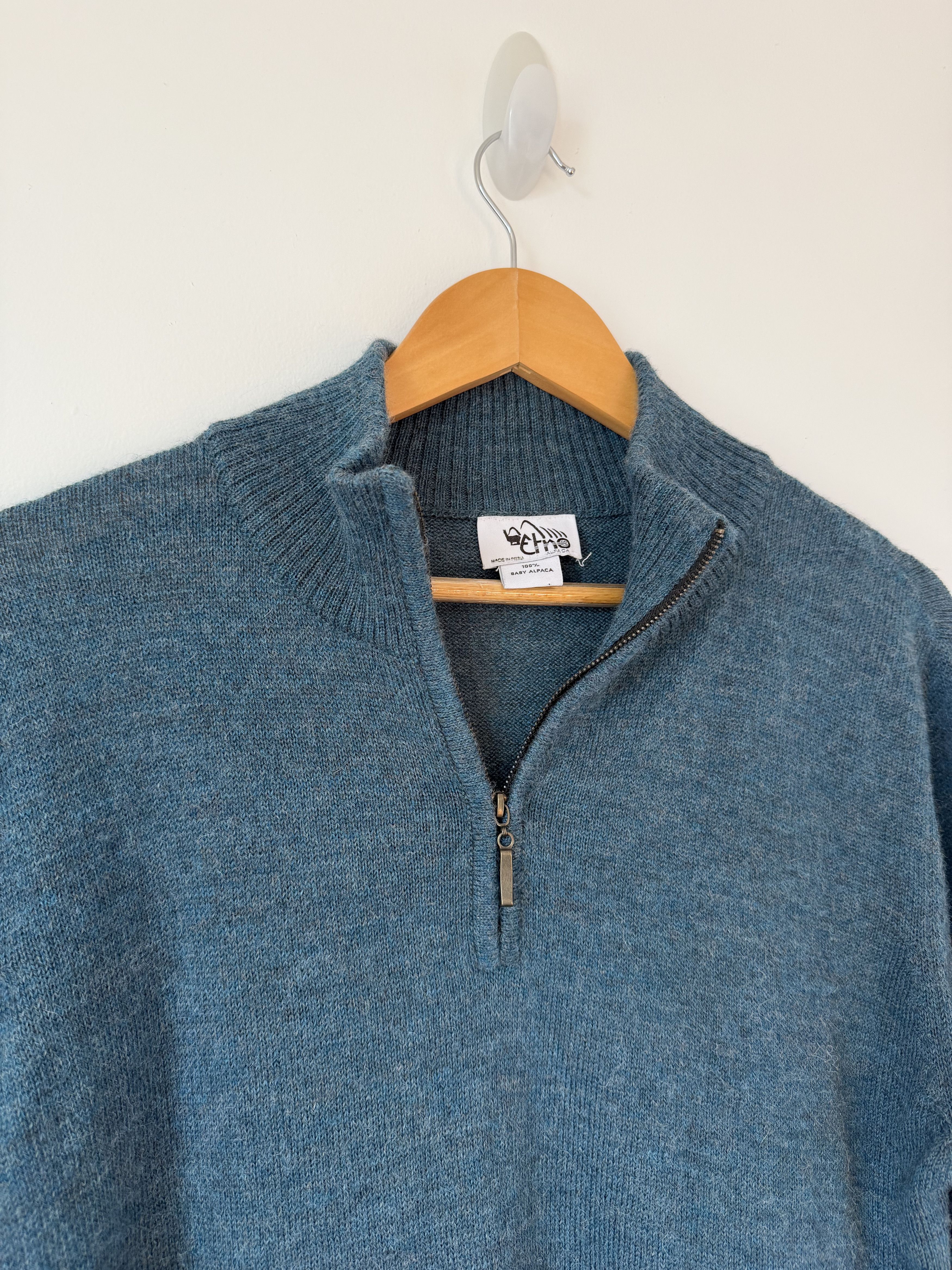 Etro Peru Unlimited 100% Baby Alpaca Quarter Zip Sweater Teal M Size US M / EU 48-50 / 2 - 1 Thumbnail