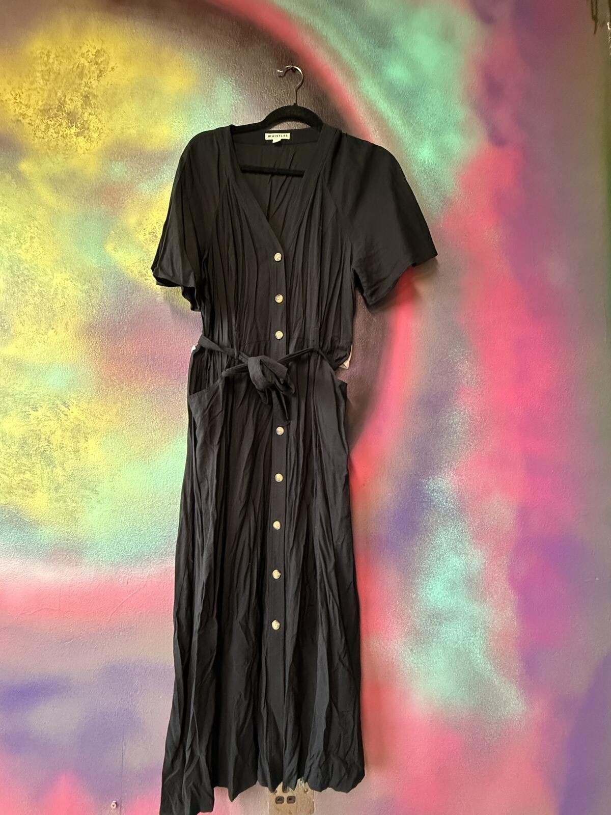 Other Whistles Black Anita Frill Sleeve Midi Dress - Size uk 16 Size XL / US 12-14 / IT 48-50 - 2 Thumbnail
