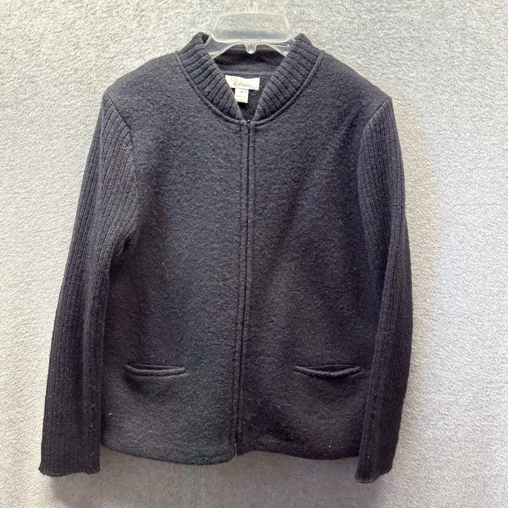 Vintage VINTAGE Christopher Banks Cardigan Womens Medium Black 100% Wool Full Zip Up Shirt Womens Medium Black Cardigan 100% Wool Full Zip Up Size M / US 6-8 / IT 42-44 - 2 Thumbnail