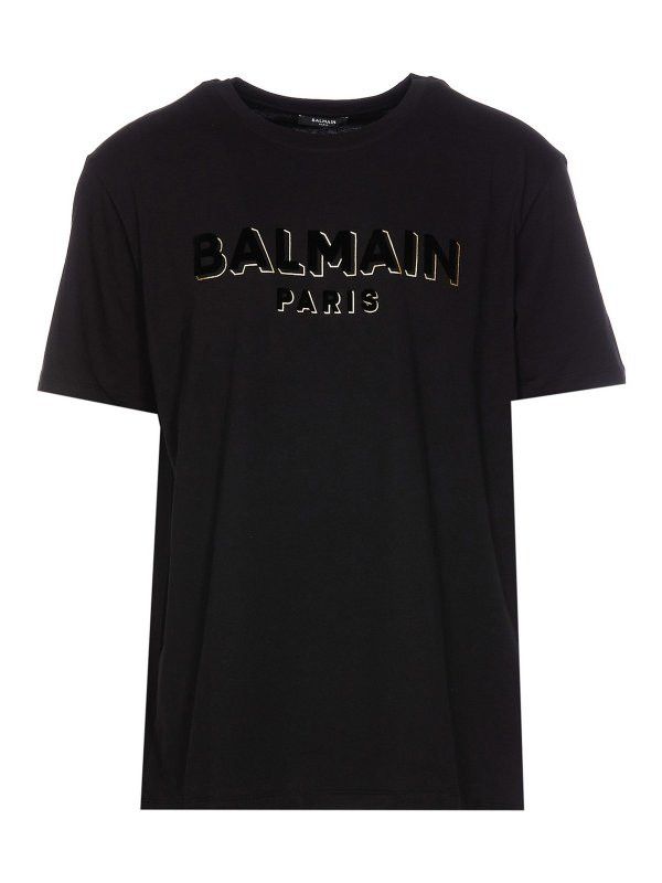 Balmain o1s1wg110925 Flocked T-Shirt in Black Size US S / EU 44-46 / 1 - 1 Thumbnail