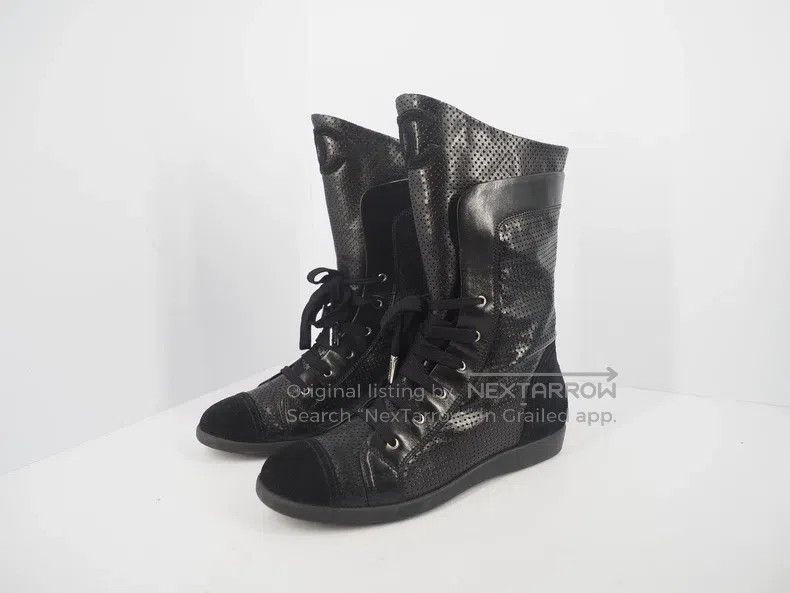 Chanel Chanel Black Suede and Leather High-Top Boots Size US 7 / IT 37 - 1 Thumbnail