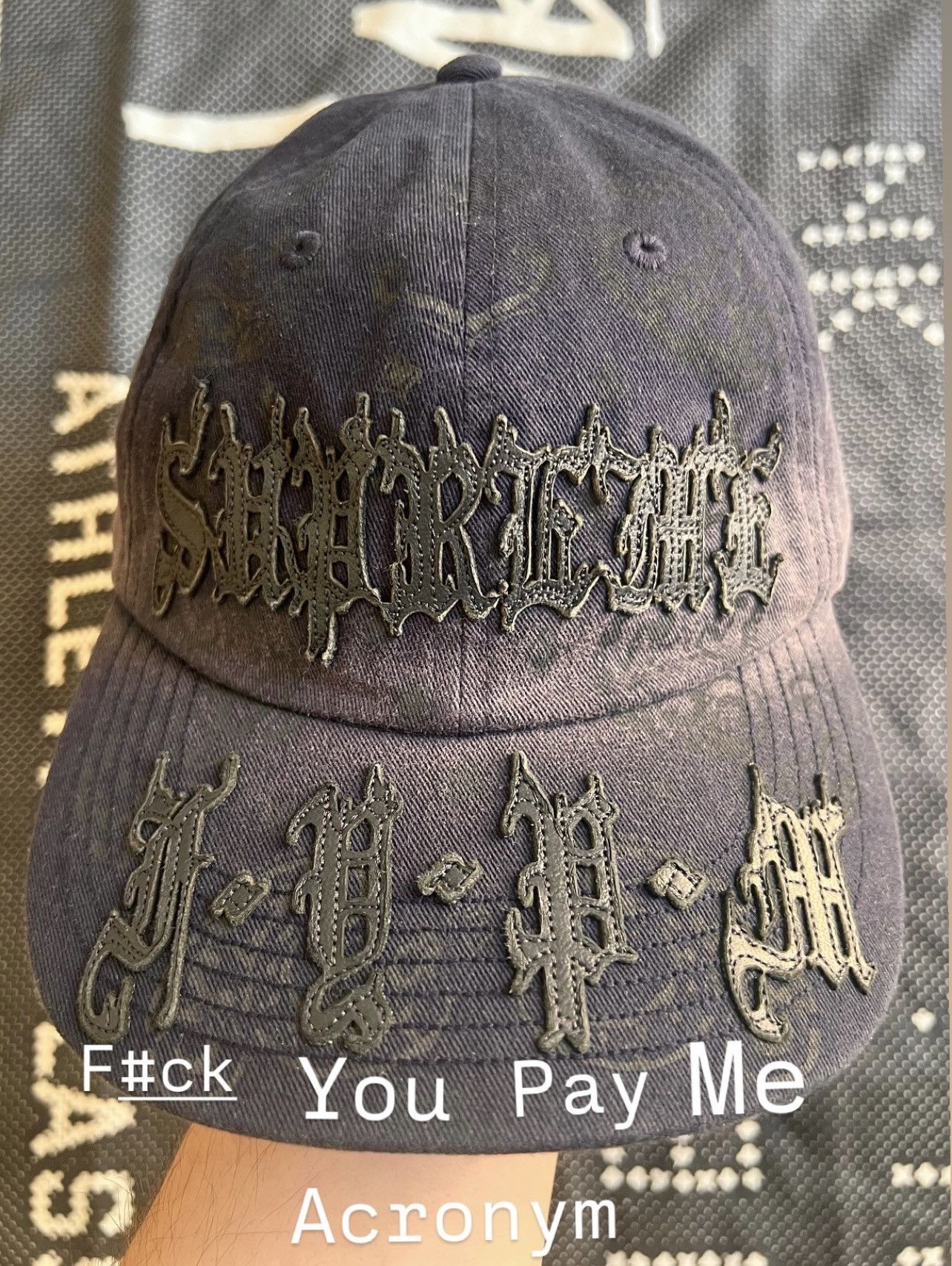 Supreme Supreme Leather Appliqué Washed Paisley 6-Panel Cap Navy 