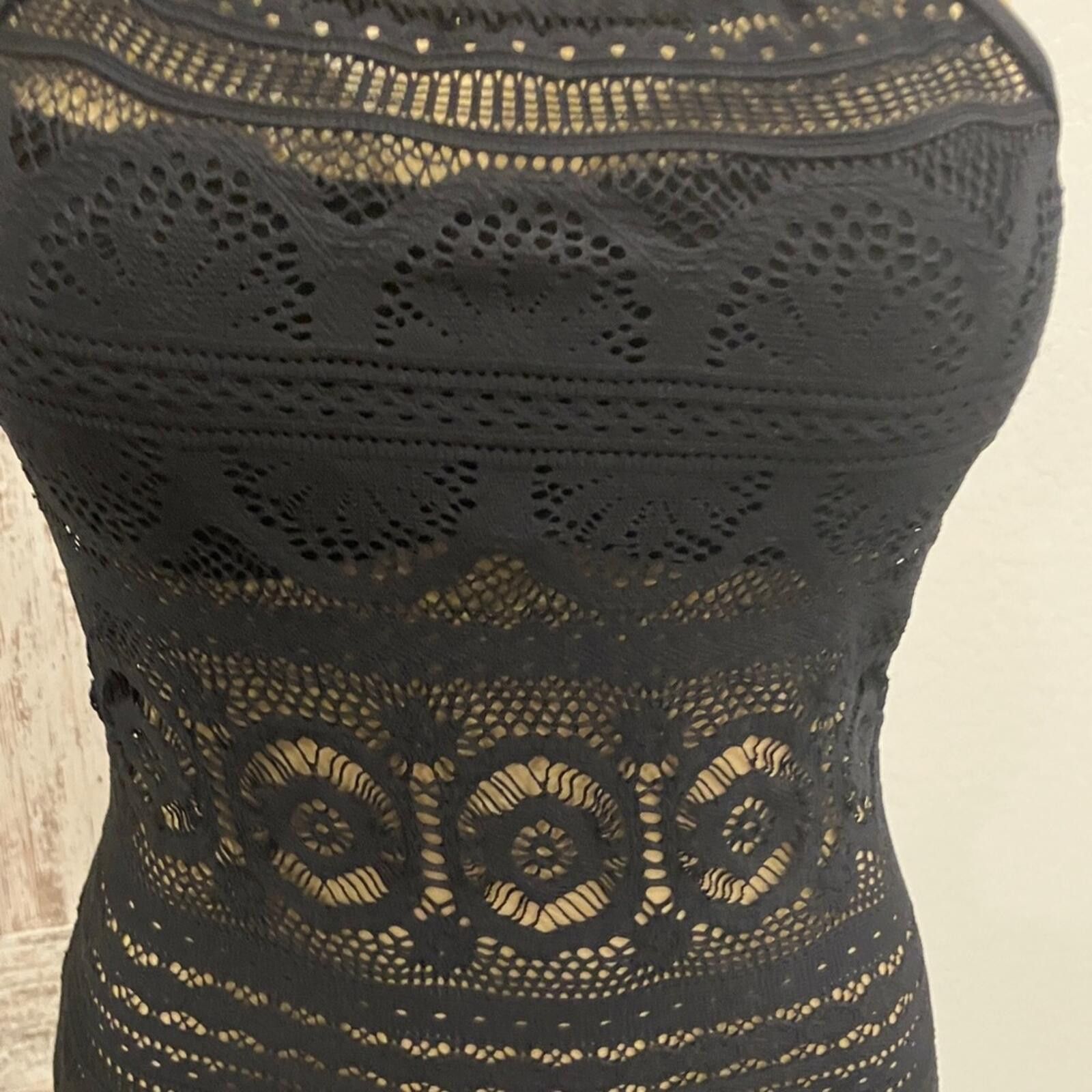 Kenneth Cole NWOT Kenneth Cole Reaction Black Crochet Swimsuit Size ONE SIZE - 9 Thumbnail