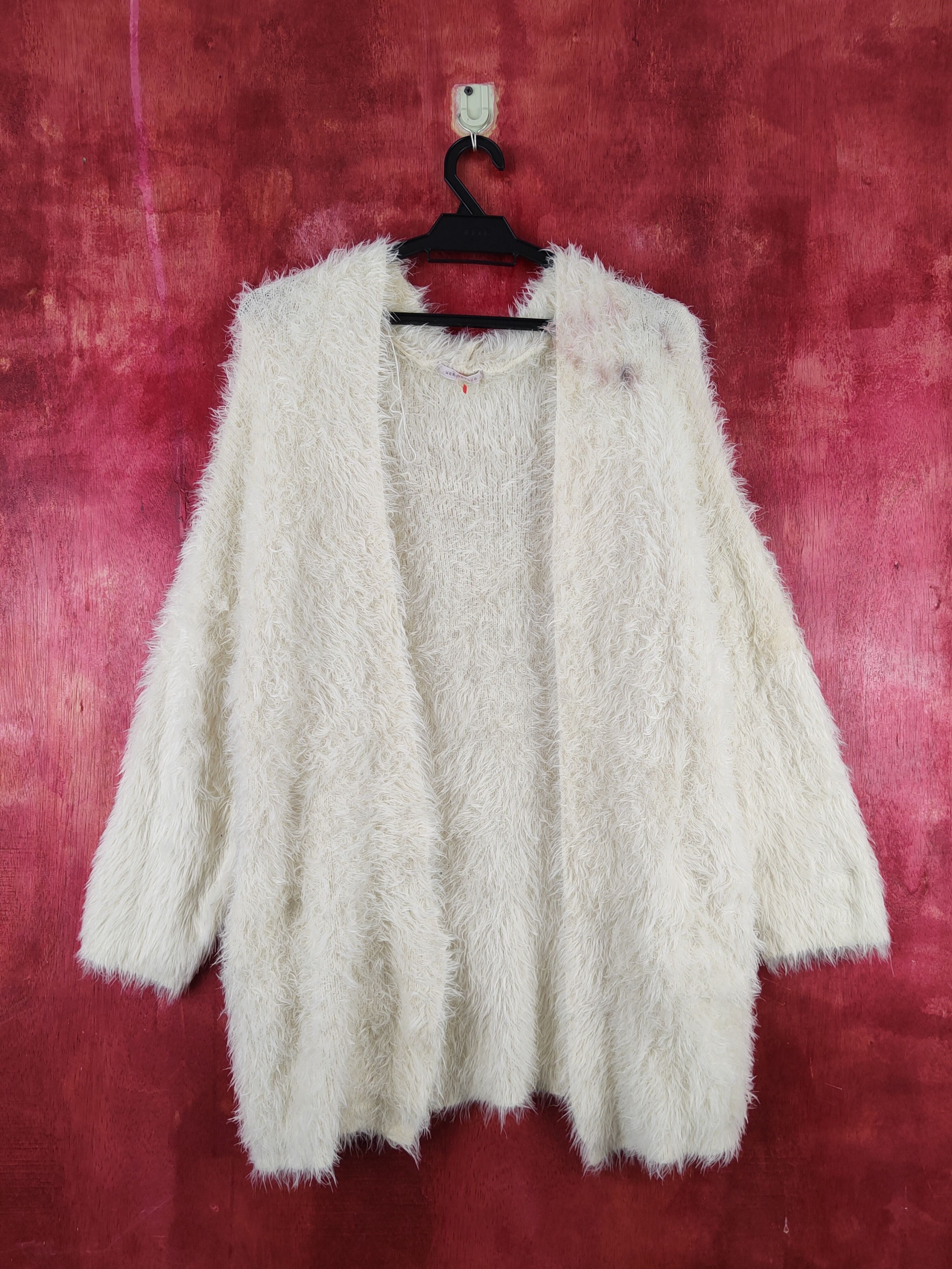Homespun Knitwear Mercuryduo Cream Fur Mohair Knitwear Cardigan #2011 Size M / US 6-8 / IT 42-44 - 1 Thumbnail