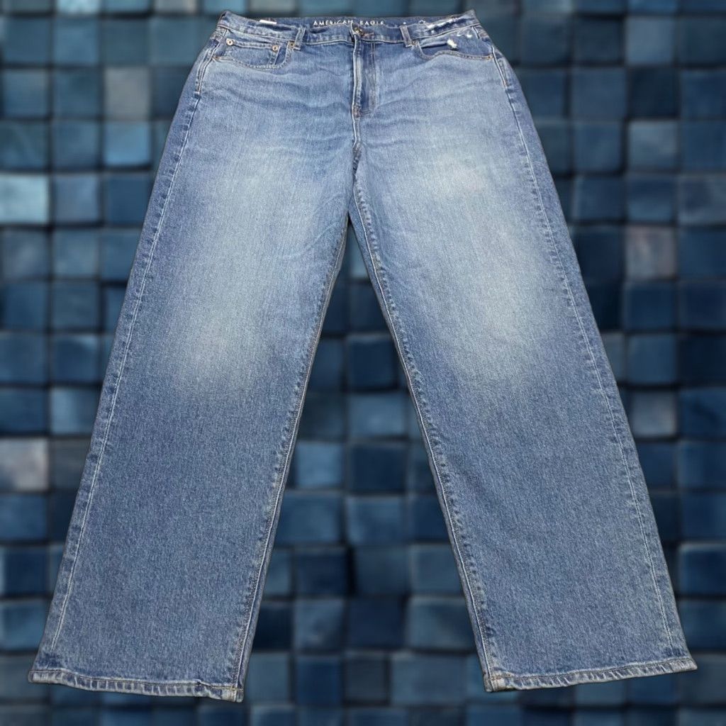 American Eagle Outfitters VINTAGE American Eagle Outfitters Jeans 14 Blue Distressed 90s Boyfriend High Rise 5-Pocket Womens Size 36" / US 14 / IT 50 - 1 Thumbnail