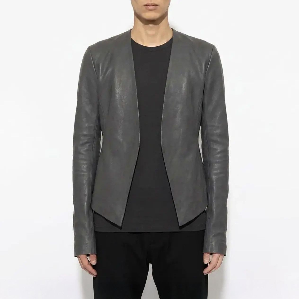 Ovate Leather Jacket Minimal Open Front XS Dark Gray Size XS / US 0-2 / IT 36-38 - 6 Thumbnail