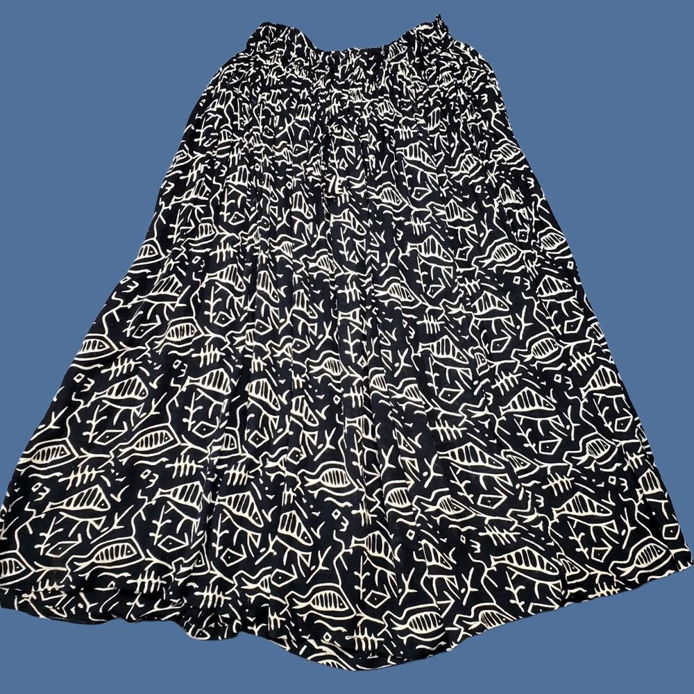 Orvis VINTAGE Orvis Skirt Womens Medium Black Rayon Maxi Boho Peasant Long Drawstring Waist M Size 32" / US 10 / IT 46 - 1 Thumbnail