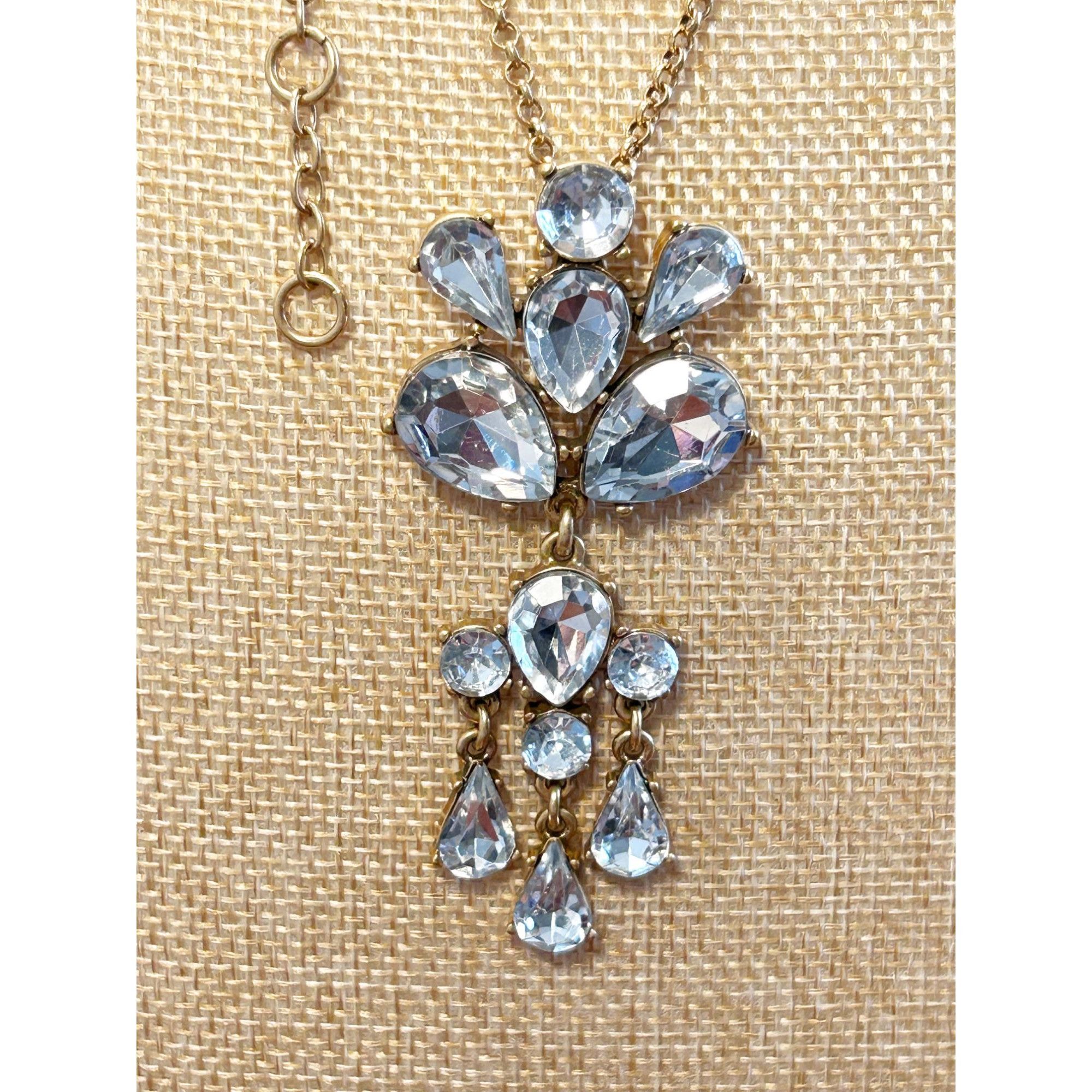J.Crew J. Crew Teardrop Round Rhinestone Pendant Necklace Size ONE SIZE - 2 Thumbnail