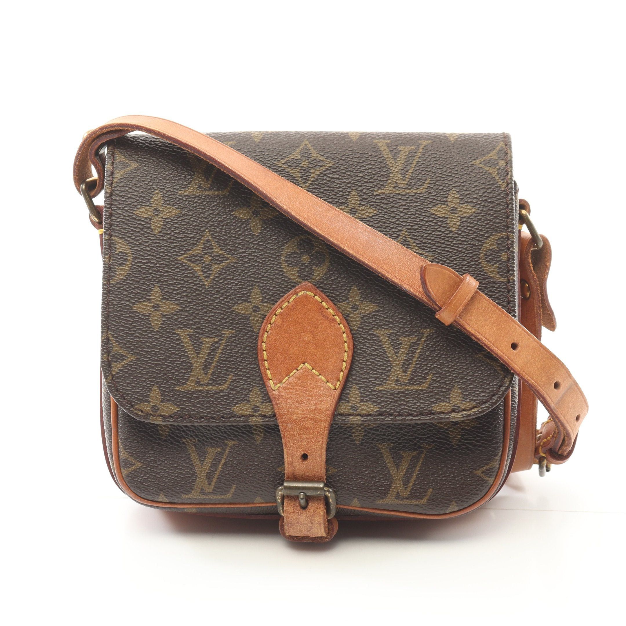 Louis Vuitton Cartesier Pm Monogram Shoulder Bag Leather Brown
