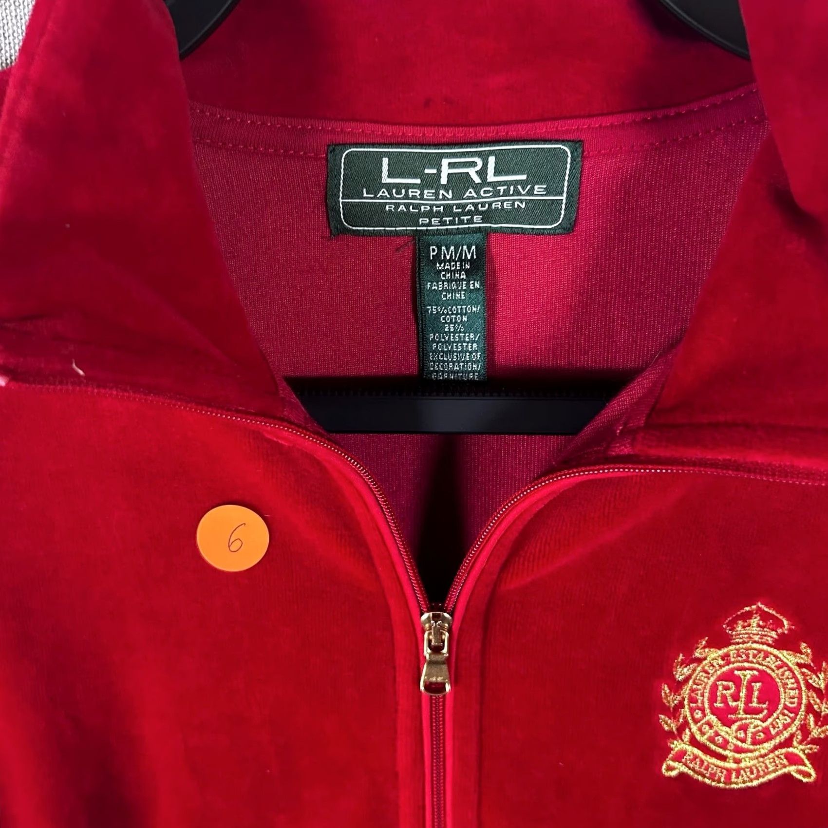 Ralph Lauren Lauren Active Ralph Lauren Red Velour Zip Up Track Jacket Petite Medium RL Crest Women Jacket PM Red Velour Full Zip Pockets Collared Size M / US 6-8 / IT 42-44 - 2 Thumbnail