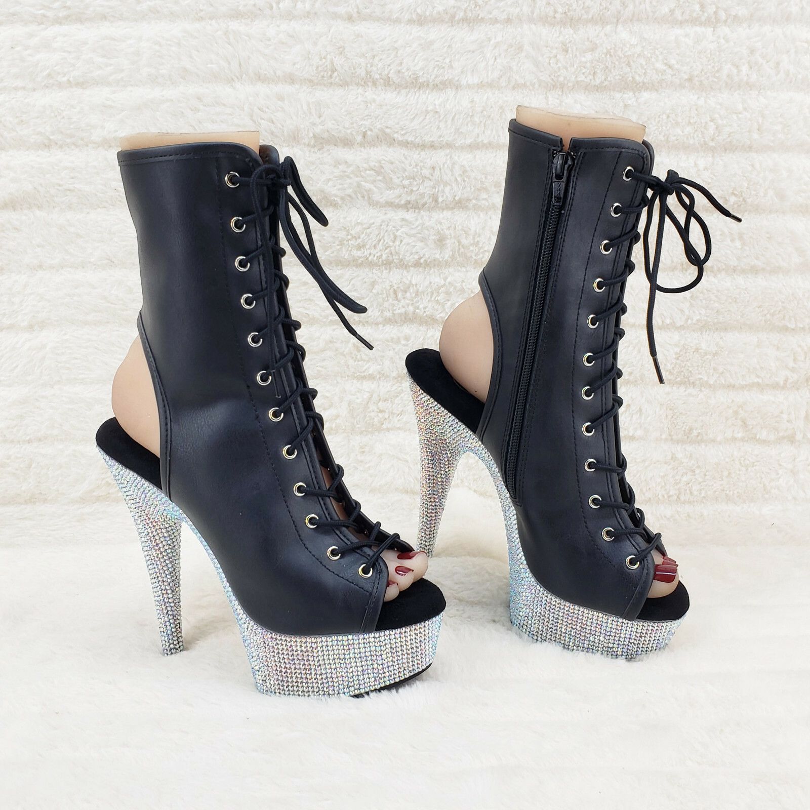 Other Bejeweled 1016 Sparkling Rhinestone Platform Open Toe Ankle Size US 6 / IT 36 - 3 Thumbnail