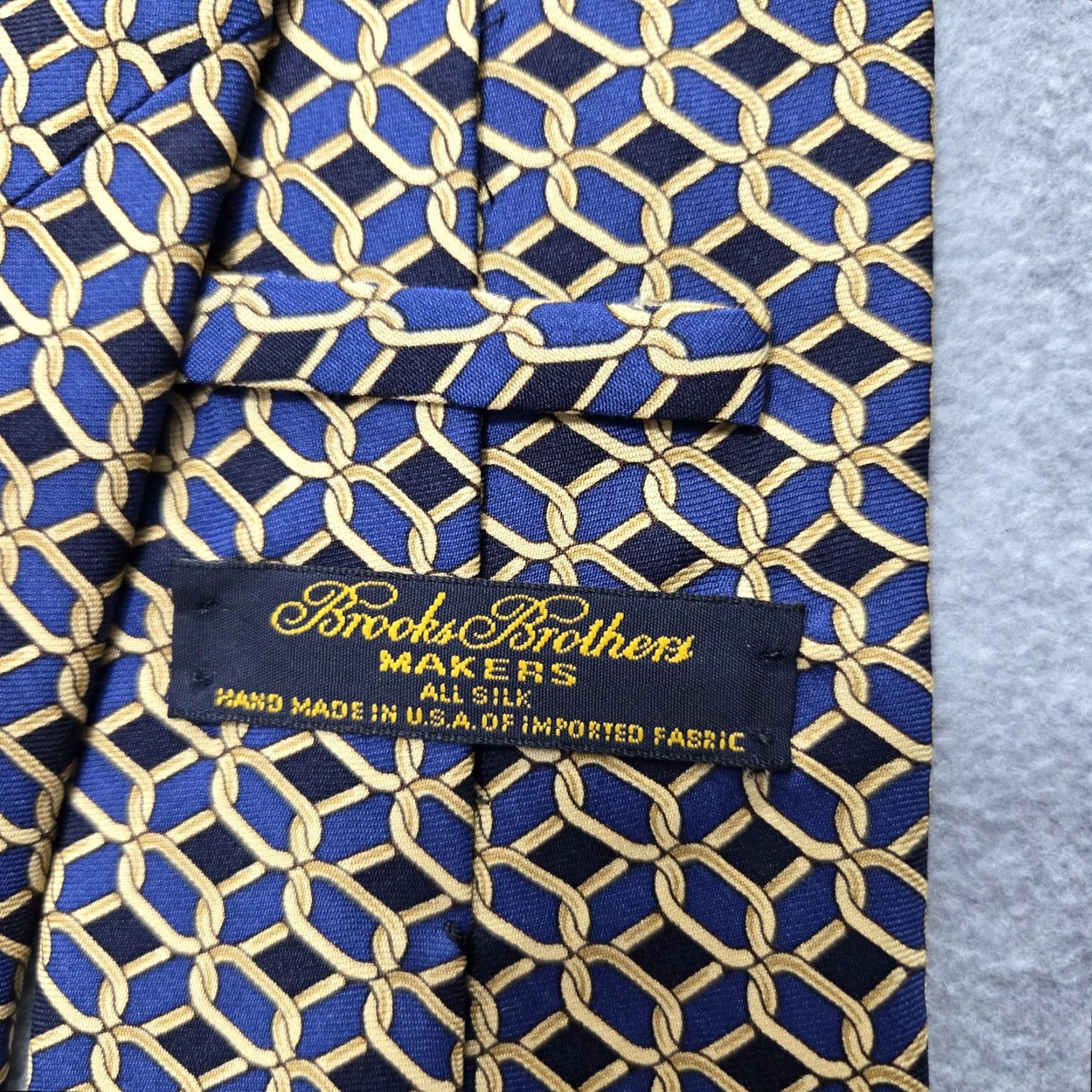 Brooks Brothers Brooks Brothers Tie Mens Silk Geometric Chain Print Made USA Classic Dress Necktie Navy Gold, One Size, Woven, Logo Accents, Mens Size ONE SIZE - 5 Thumbnail