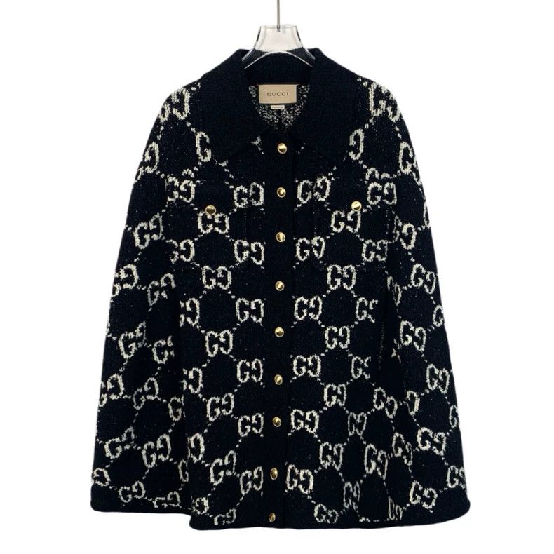 Gucci Black logo jiard full print cotton lapel single-breas