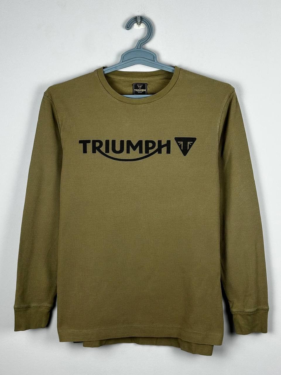 Vintage Triumph Motorcycle Khaki Waffle Long Sleeve T Shirt Size US M / EU 48-50 / 2 - 1 Thumbnail