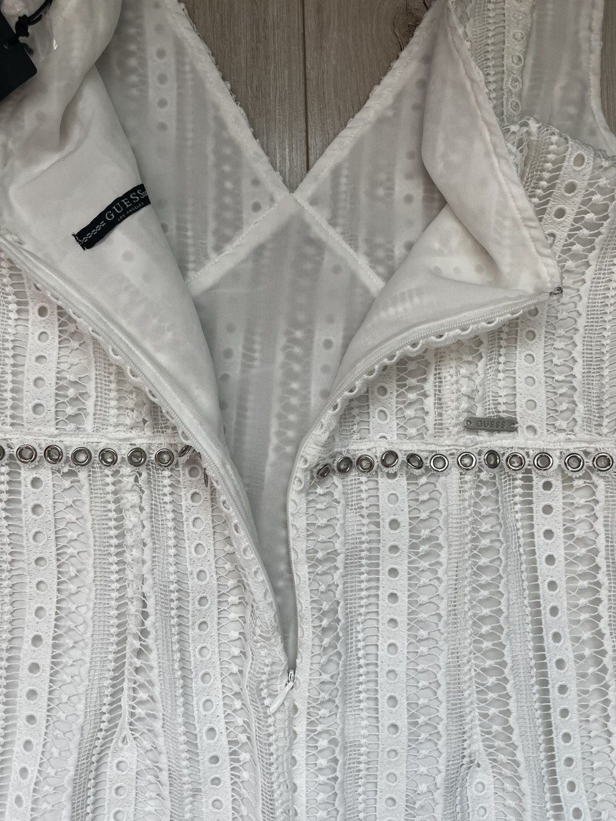 Guess Guess Leandra White Lace Eyelet Mini Dress - Size S Size S / US 4 / IT 40 - 5 Thumbnail