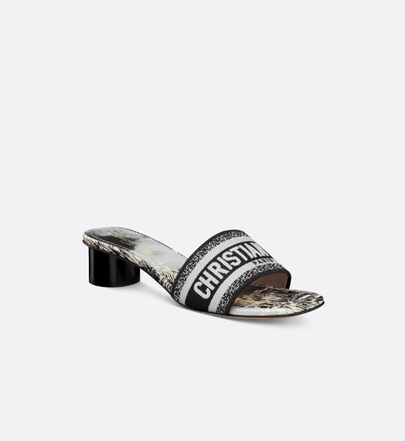 Dior o1w1db10625 Dway Heeled Slides in Black/White Size US 12 / IT 42 - 2 Thumbnail