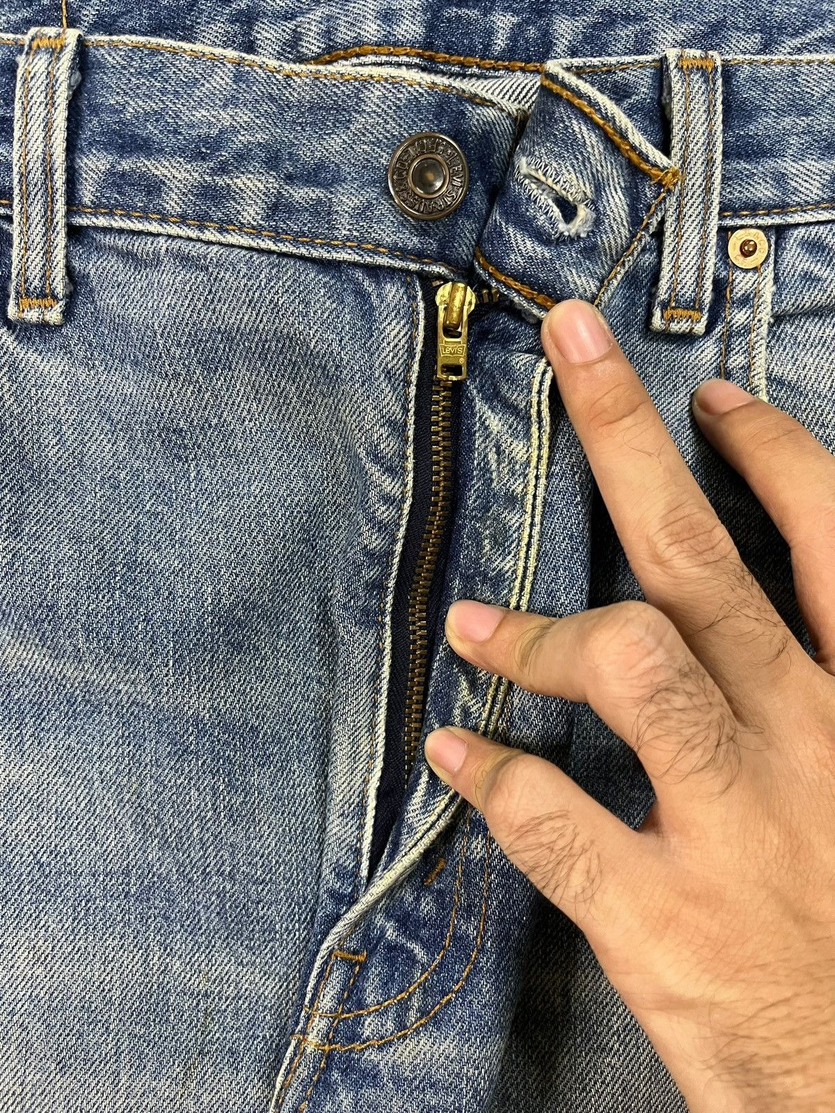 Levi's × Levi's Vintage Clothing Vintage 80s Levis 630 Orange Tab Mud Wash Rip Baggy Jeans Size US 33 - 3 Thumbnail
