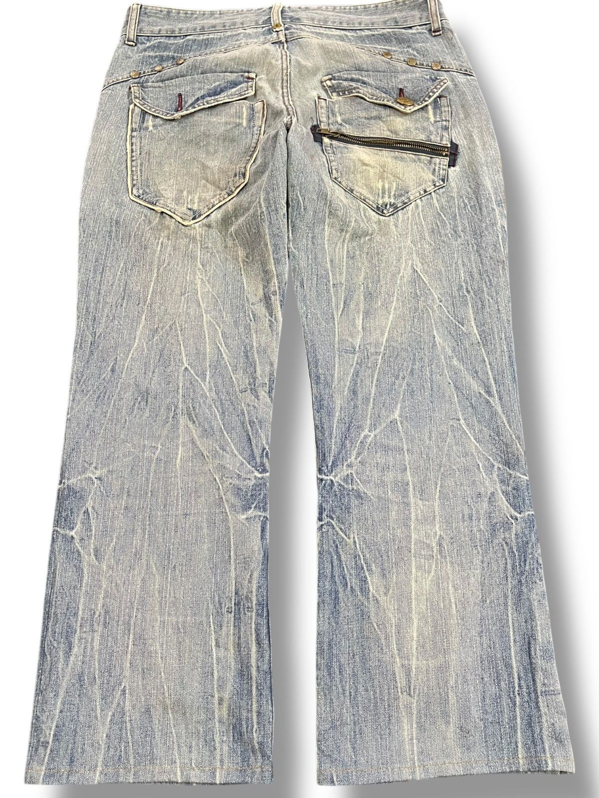 Japanese Brand Vintage Oilcake Studded Low rise Boot cut Denim Size US 34 / EU 50 - 6 Thumbnail