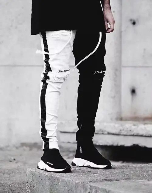 Other Men Stylish Ripped Jeans Pants Biker Skinny Slim Size US 33 - 4 Thumbnail