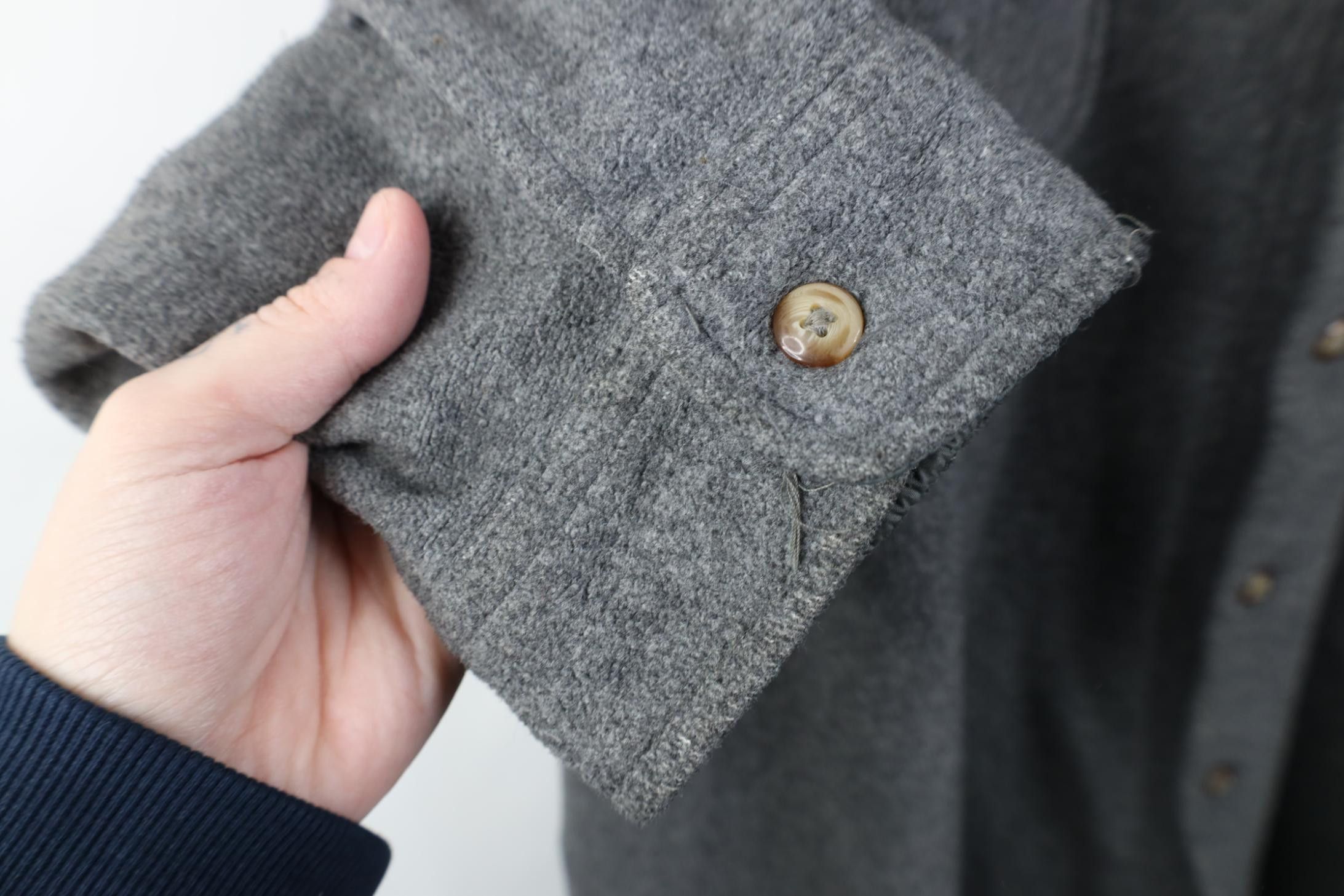 Vintage Vintage 90s Streetwear Baggy Fleece Button Shirt Jacket Gray Size US XL / EU 56 / 4 - 10 Thumbnail