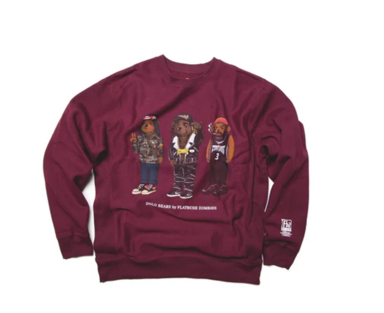 Flatbush Zombies Flatbush Zombies Dolo Bear Crewneck Burgundy Size US L / EU 52-54 / 3 - 1 Thumbnail