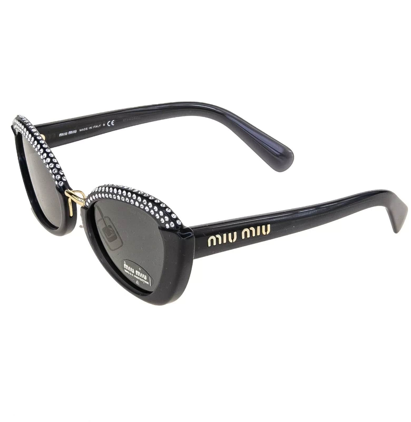 Miu Miu MIU MIU MU05WS Opal Gray Strass Fashion Sunglasses 05W Size ONE SIZE - 3 Thumbnail