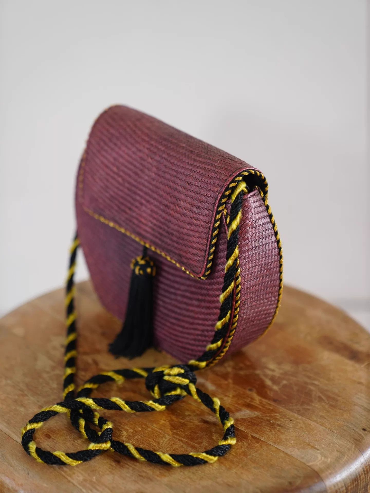 Other Vintage Purple Woven Rattan Tassel Knot Bag YSL-Style Size ONE SIZE - 4 Thumbnail