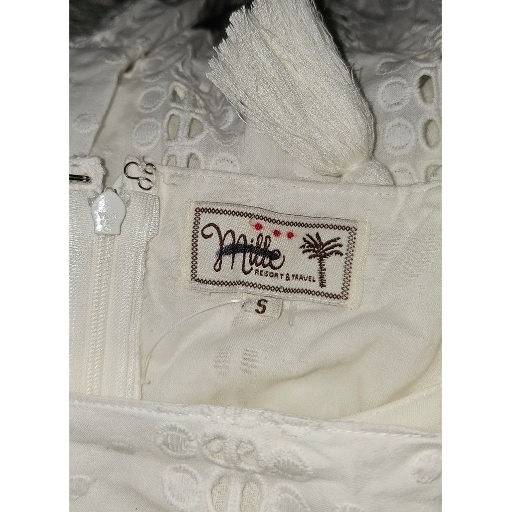Anthropologie New Mille Shoulder-Tie Mini Dress $278 SMALL Eyelet Lace Size S / US 4 / IT 40 - 5 Thumbnail