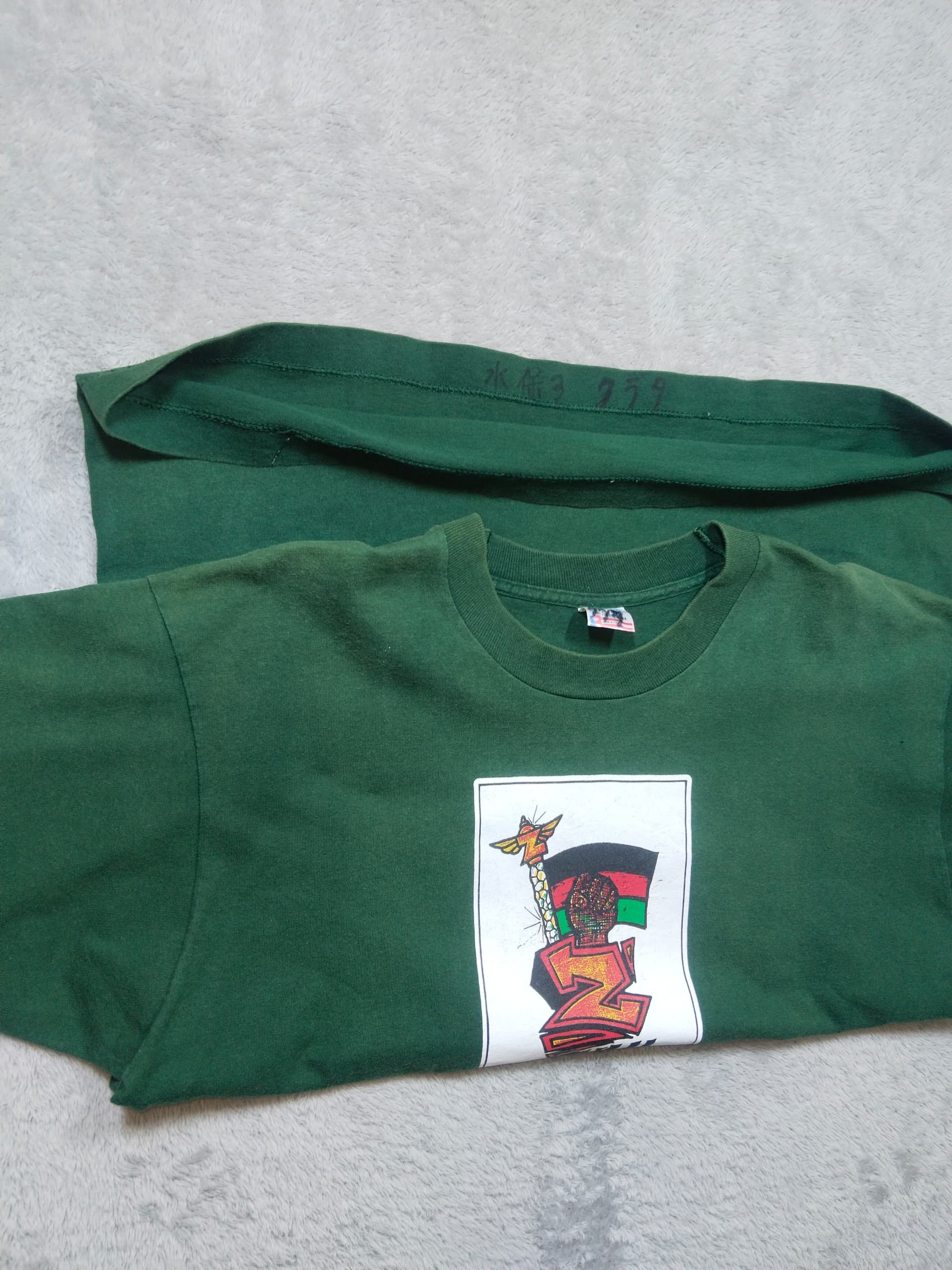 Fruit Of The Loom × Rap Tees × Vintage VINTAGE UNIVERSAL ZULU NATION HIP HOP 4EVER GREEN T SHIRT Size US XL / EU 56 / 4 - 10 Thumbnail