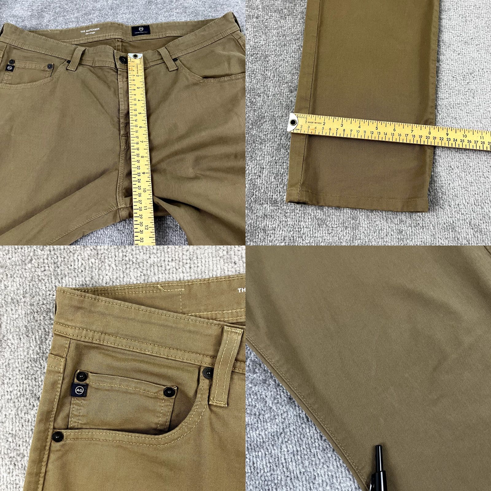 Vintage AG ADRIANO GOLDSCHMIED Pants Men Slim Straight Brown Chino The Matchbox 36 x 29 Size 36 Inseam 36 5-Pocket Design Button Zip Brown Chino Men Slim Size US 29 - 8 Thumbnail