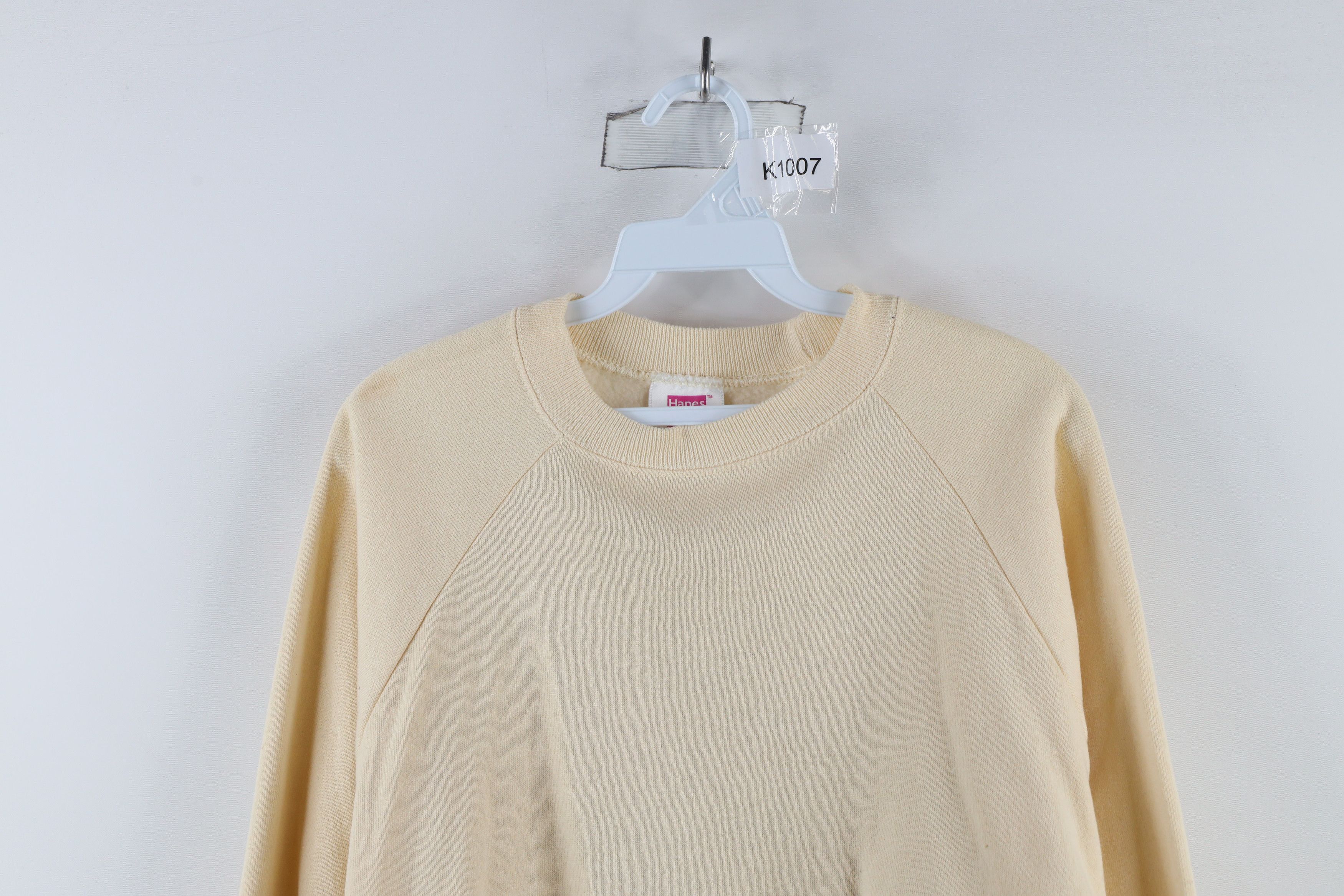 Vintage Vintage 90s Streetwear Blank Crewneck Sweatshirt Beige USA Size L / US 10 / IT 46 - 2 Thumbnail