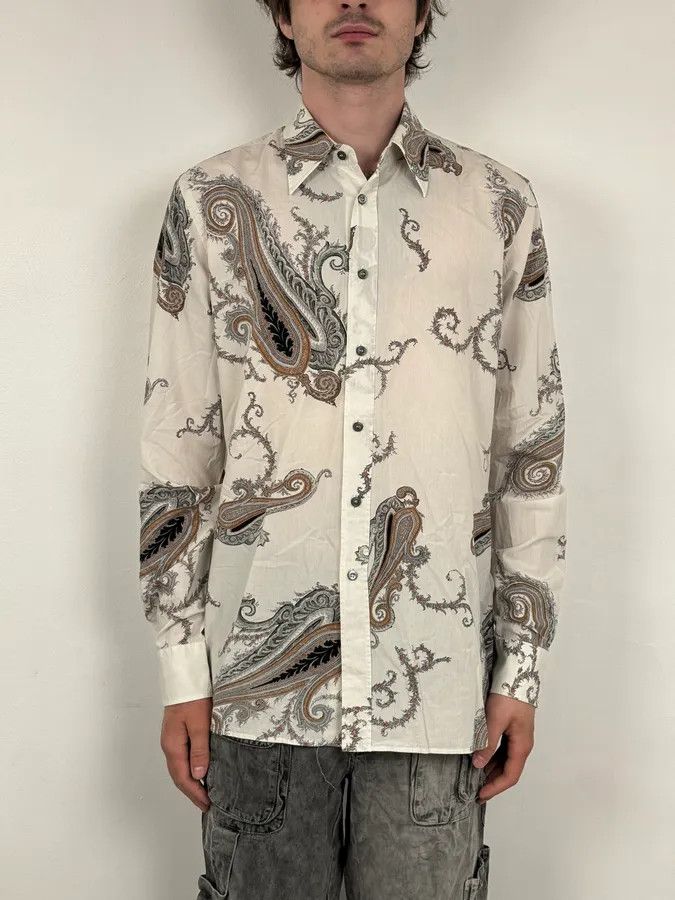 Prada 2000s Prada White Paisley Pattern Light Shirt Size US M / EU 48-50 / 2 - 2 Thumbnail