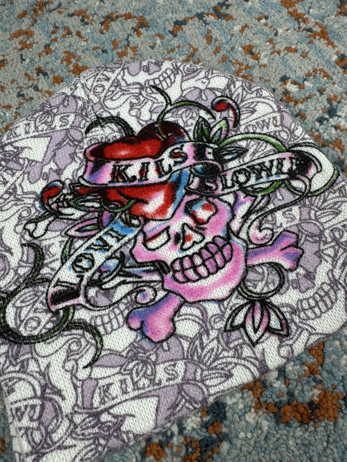 Japanese Brand Vintage Y2K Ed Hardy style aop graphic beanie jesse pinkman Size ONE SIZE - 5 Thumbnail