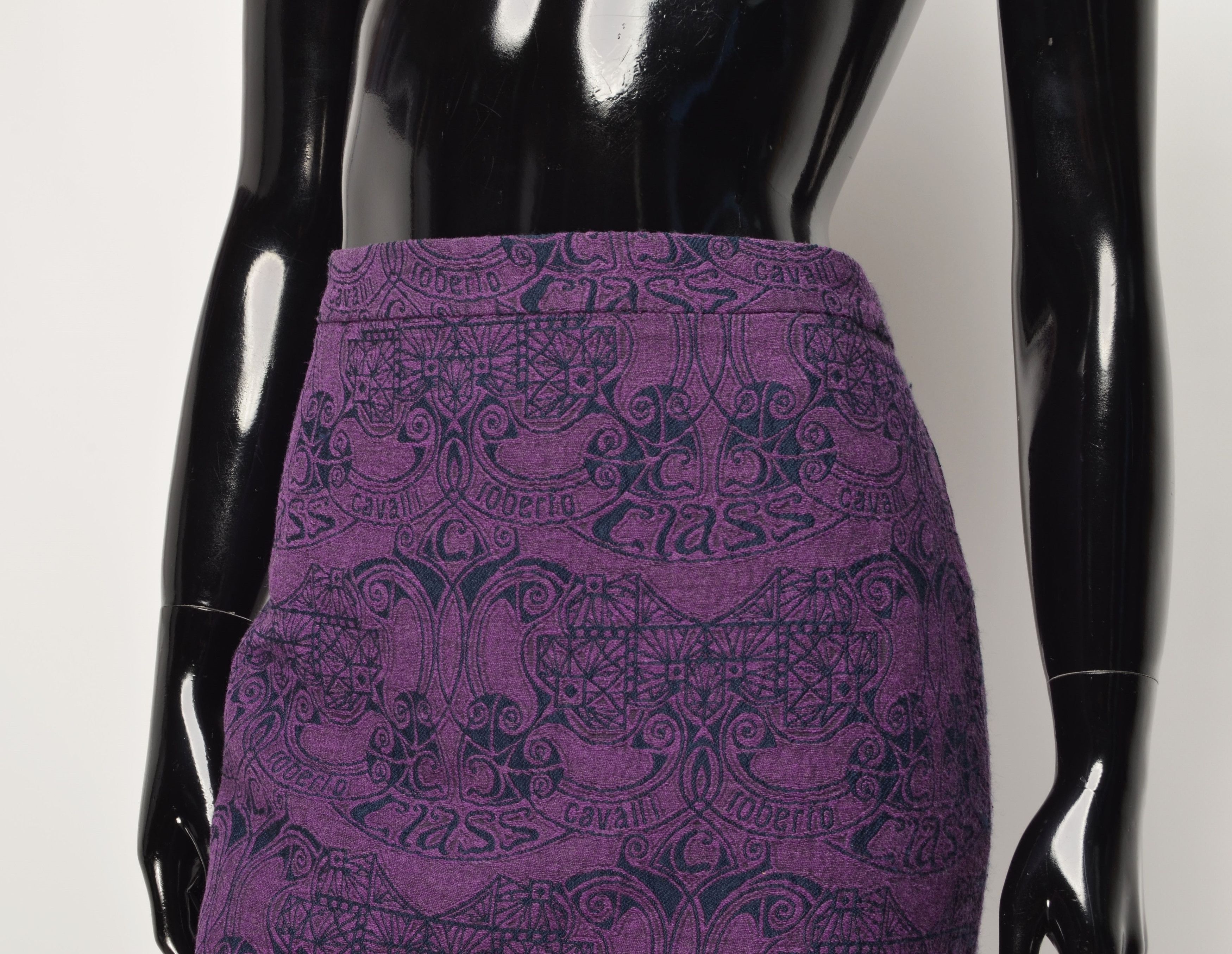 Roberto Cavalli × Vintage Roberto Cavalli Class Vintage Monogram Purple Skirt Size 30" / US 8 / IT 44 - 2 Thumbnail